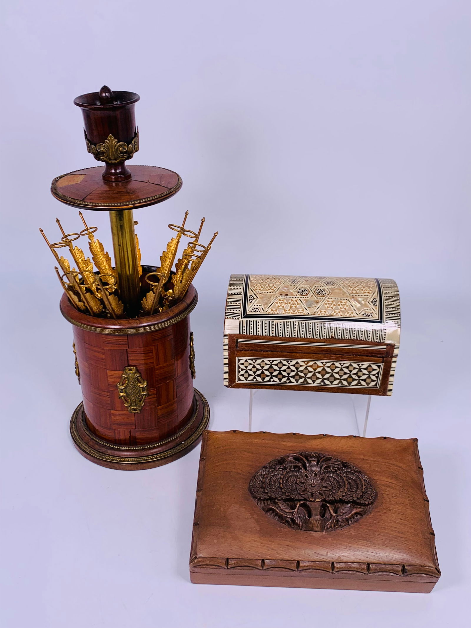 A Group of Three Wood Table Objects (1 of 14)