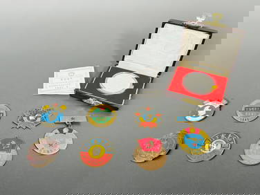 A Group of Seven Chinese PLA Meritorious Service Medals and One Commemorative Coin (1 of 20)