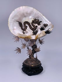 A Chinese Silver and Shell Statue of a Tree
