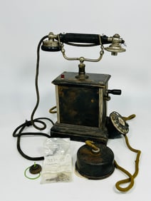An Antique K.T.A.S. (Kjobenhavns Telefon Aktieselskab) Hand Crank Telephone