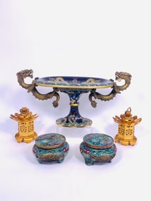 A Group of Three Chinese Cloisonne Enamel Vessels