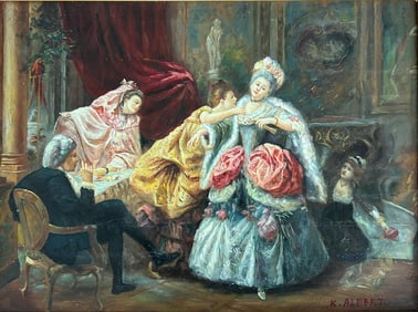 A Painting of Dressing for the Ball, Signature K. Alberto