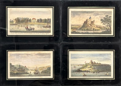 A Group of Four Color Prints Based on Copper Engravings from A New Display of the Beauties of