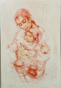 A Lithograph of Mother and Child, Signature Edna Hibel