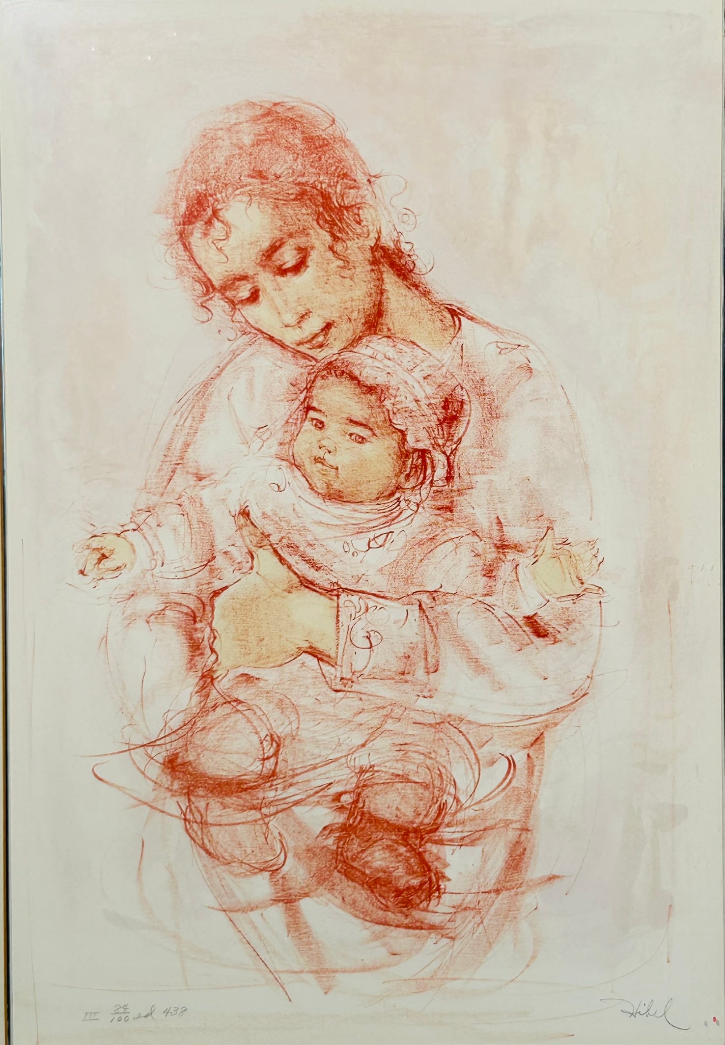 A Lithograph of Mother and Child, Signature Edna Hibel (1 of 8)
