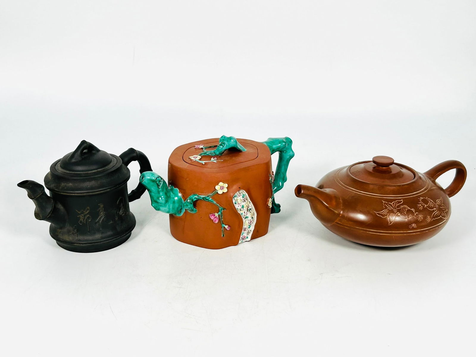 A Group of Three Chinese Yixing Teapots and Covers (1 of 20)