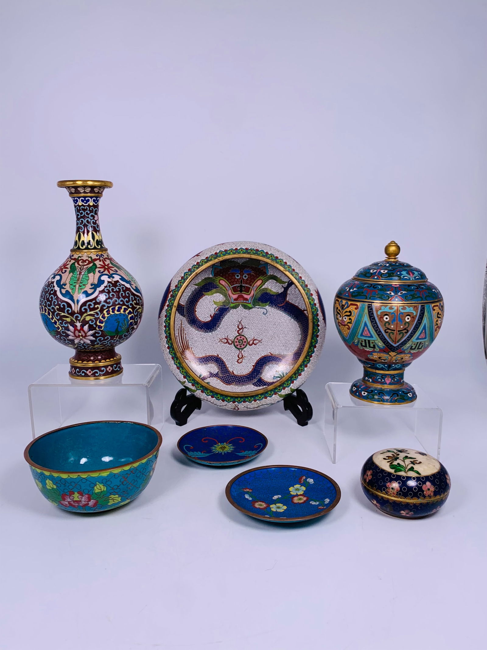 A Group of Seven Chinese Cloisonne Enamel Ware (1 of 19)