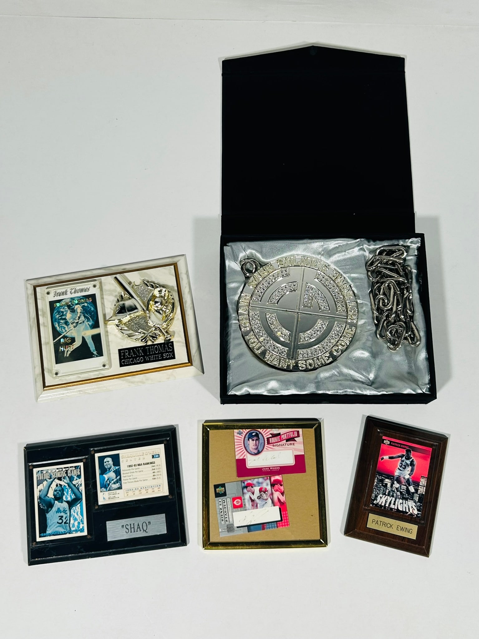 A Group of Five Sports Objects Frank Thomas, Jake Woods, Ryan Wagner, Patrick Ewing, Shaquille (1 of 8)