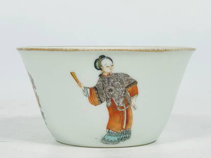 A Chinese Famille Rose Inscribed 'Dream of the Red Chamber' Bowl: 2 in. high, 4 in. diam.