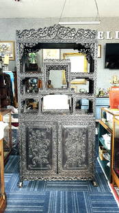 A Chinese Wood Display Cabinet, Qing Dynasty: Size will be updated shortly.