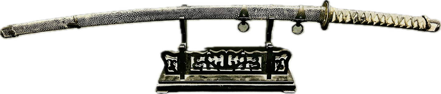 A Japanese Samurai Sword Katana: 28 in. long for the blade, 42 in. long overall.