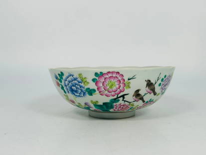 A Chinese Famille Rose 'Birds and Flowers' Bowl: 3.1/2 in. high, 8.3/4 in. diam.