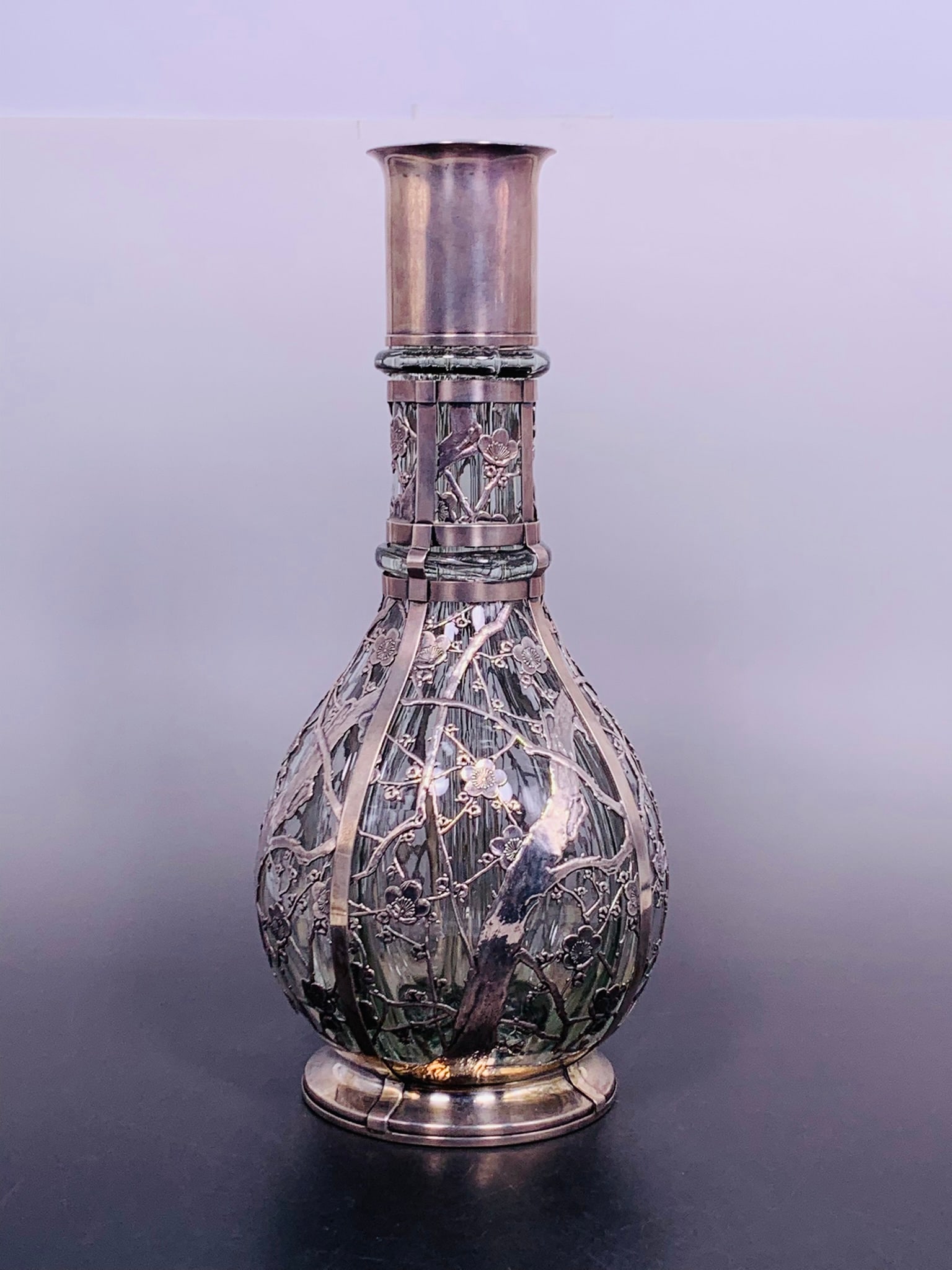 A Japanese Sterling Silver Overlay Glass Multi Chamber Decanter (1 of 12)