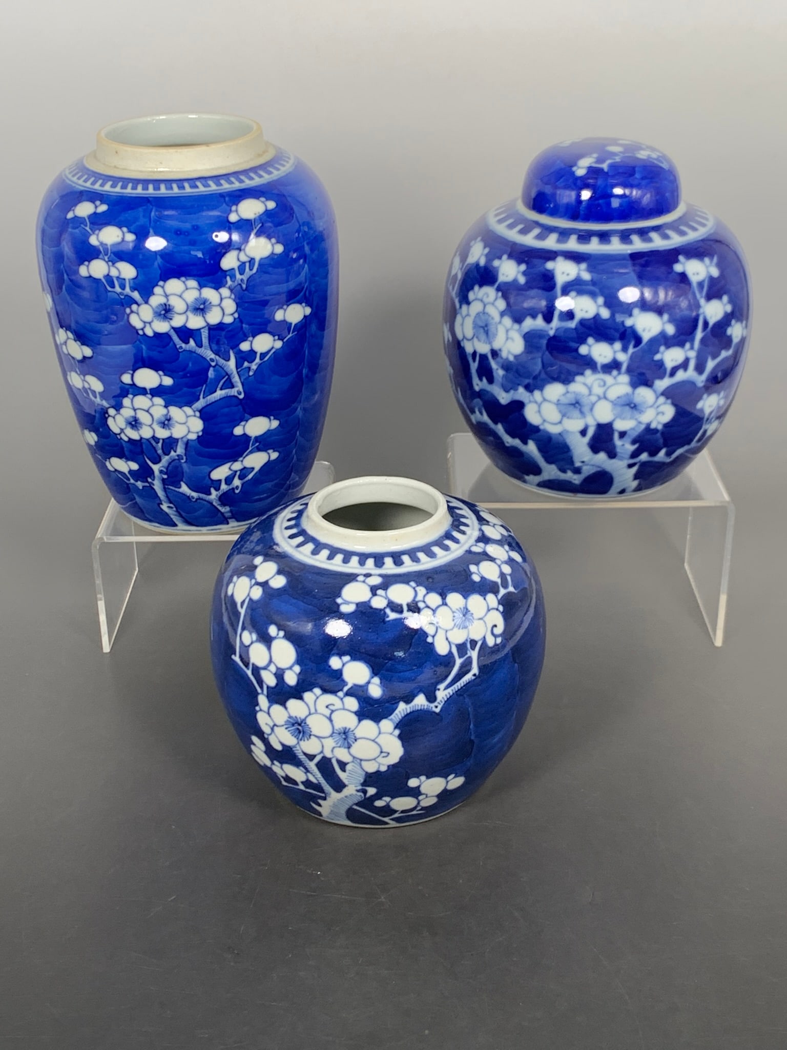 A Group of Three Chinese Blue and White Jarlets and One Cover, Guangxu Period, Qing Dynasty (1 of 20)