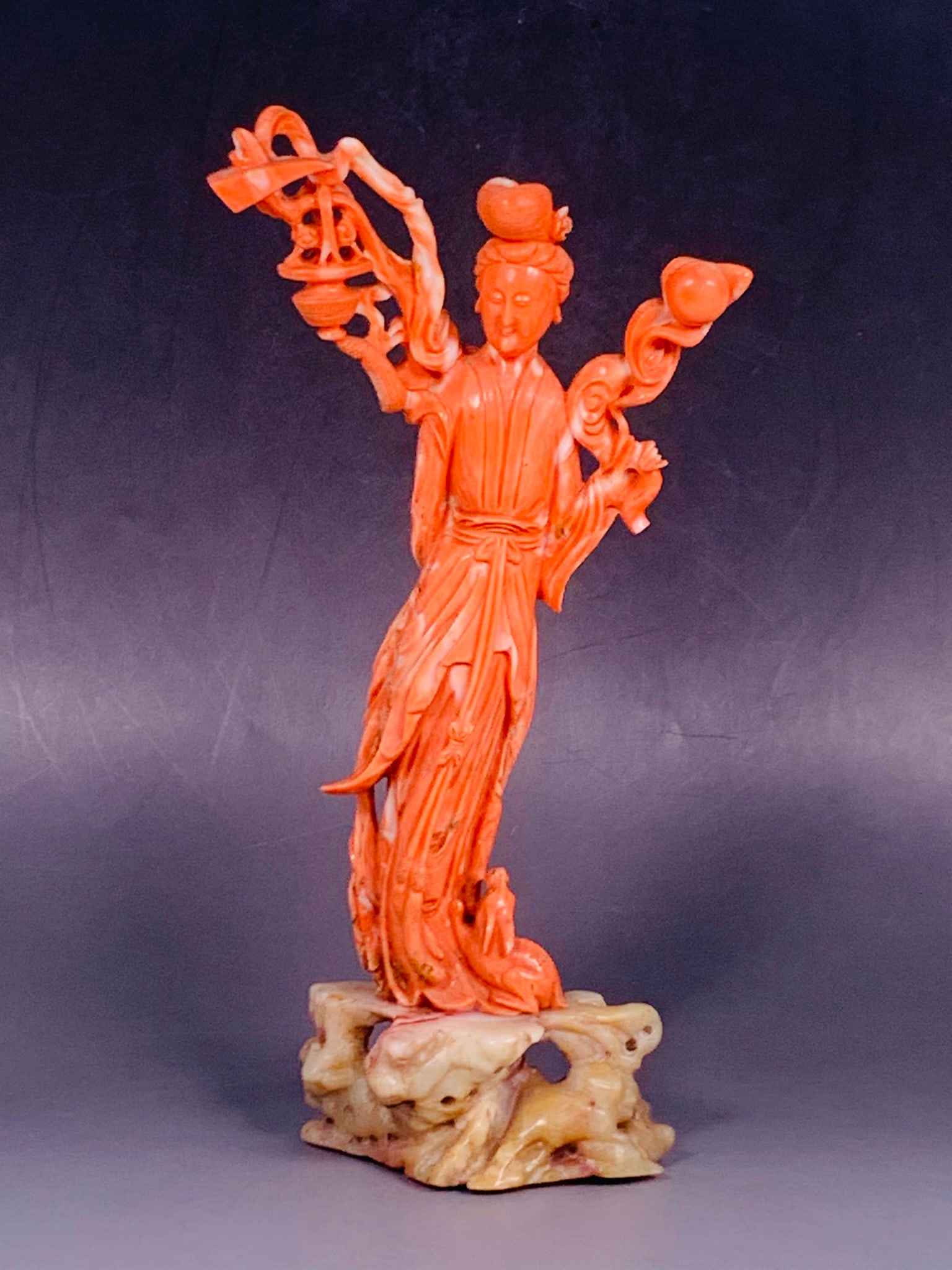 A Chinese Carved Coral Figure of a Lady (1 of 13)