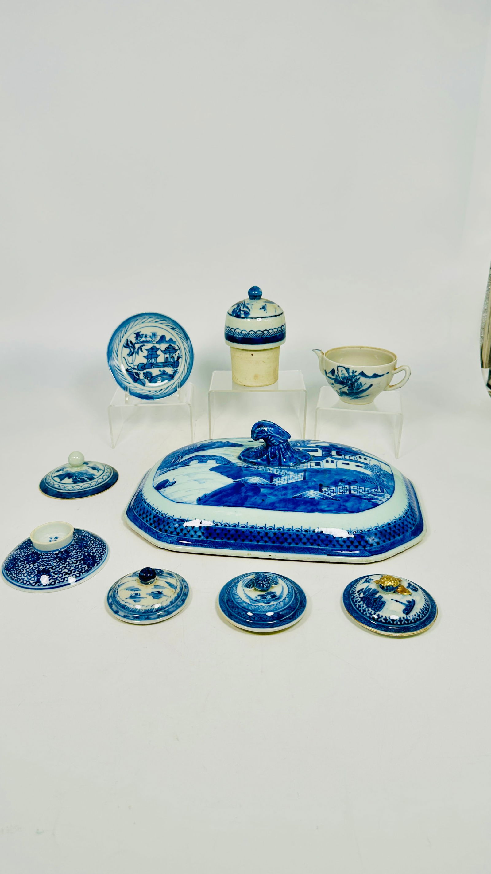 A Group of Nine Chinese Blue and White Ware, Qing Dynasty (1 of 12)