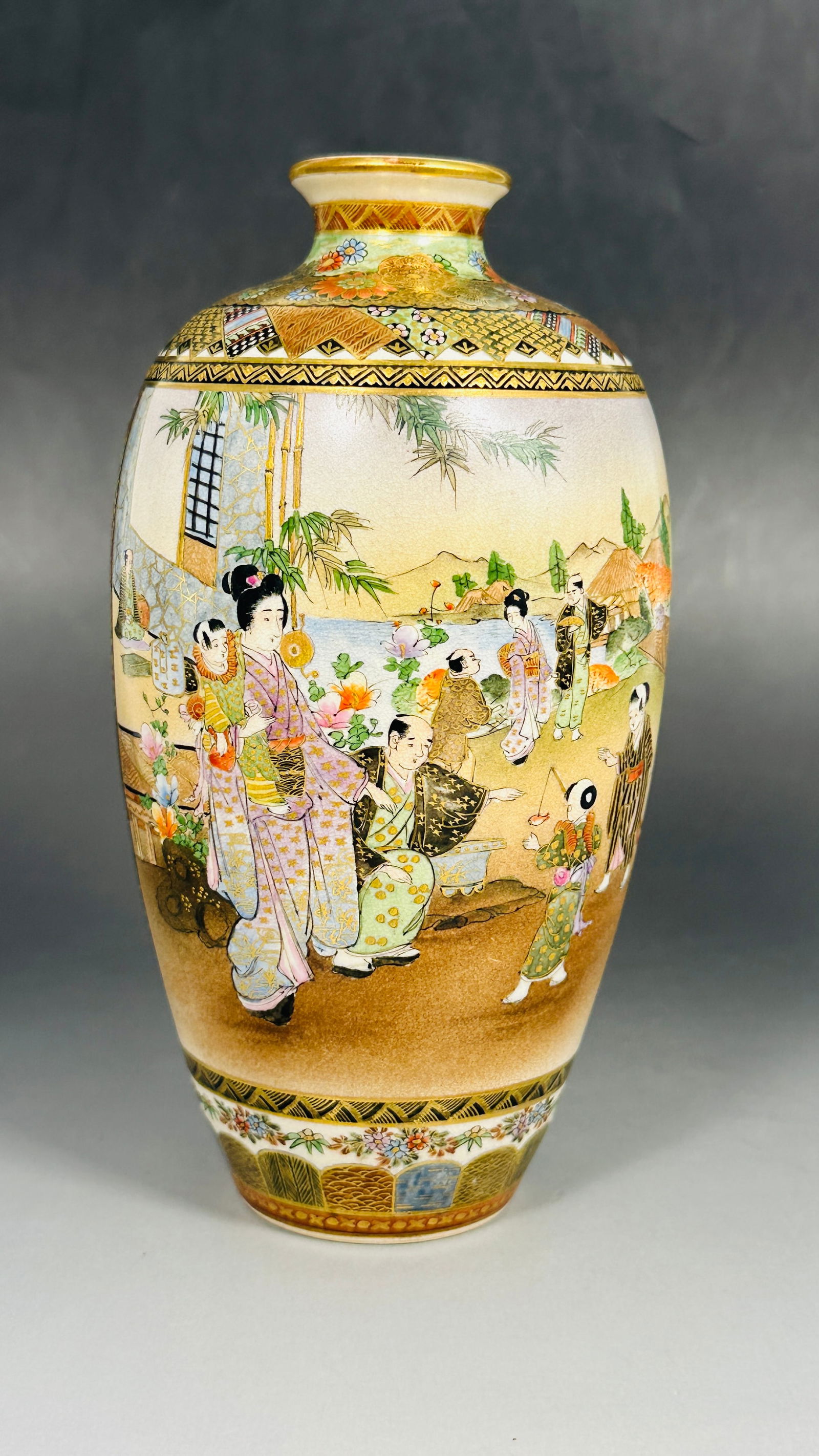 A Chinese Gilt-Decorated Powder-Blue-Glazed Jar, Qing Dynasty: 12 in. high, 8.1/8 in. wide.