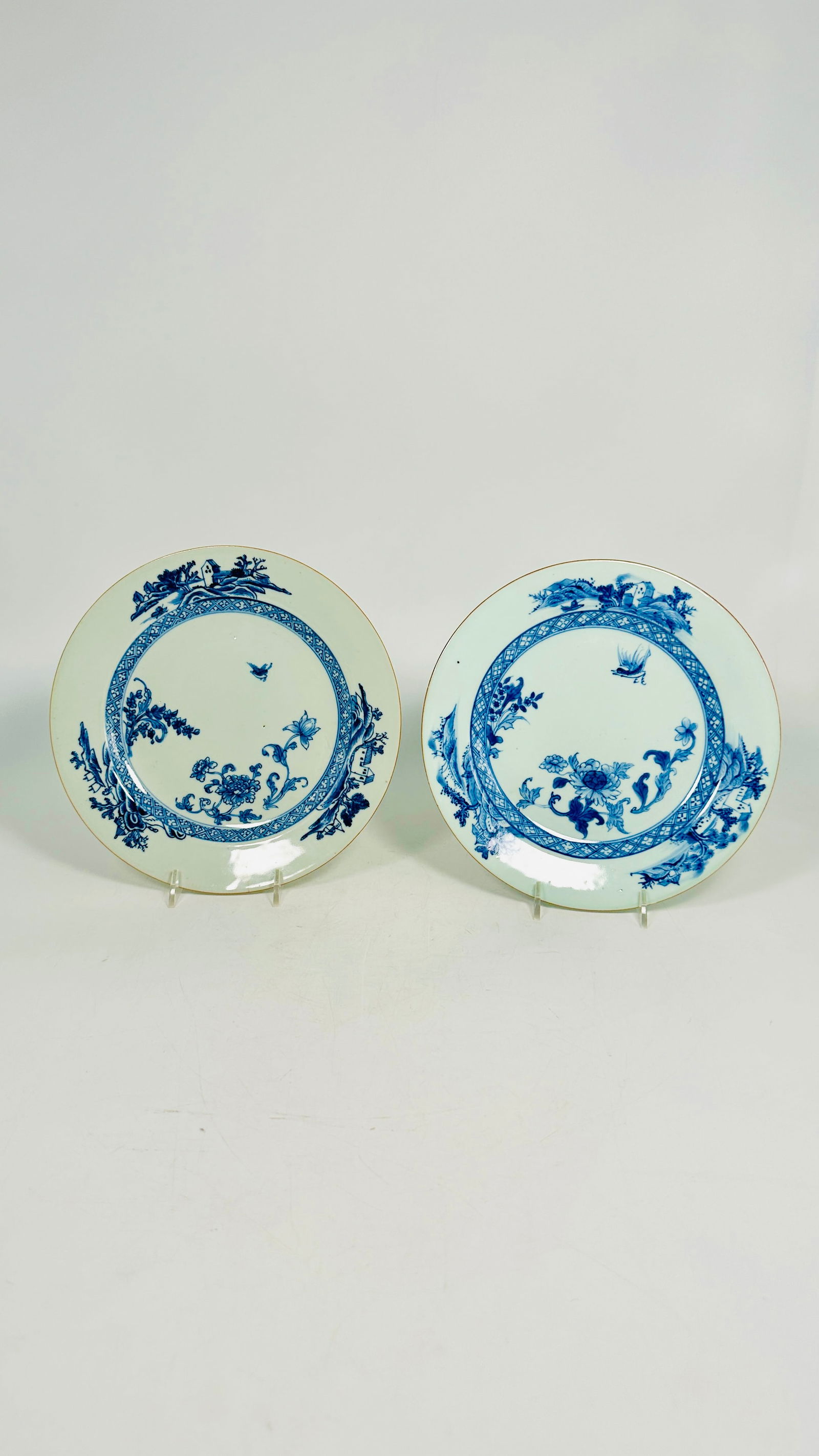 A Pair of Chinese Blue and White 'Flower' Dishes, 18th Century, Qing Dynasty (1 of 9)