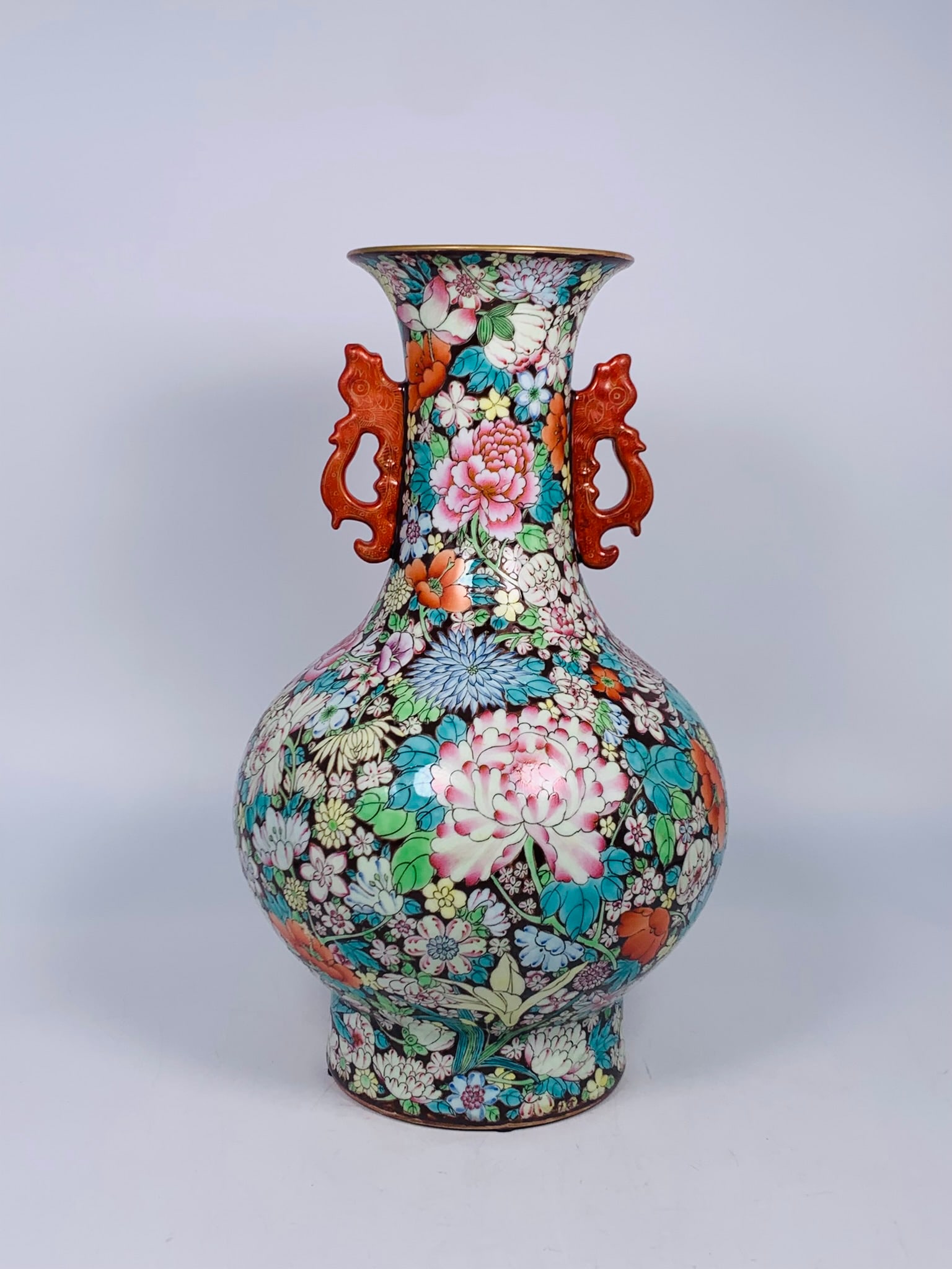 A Chinese Famille Rose Mille Fleurs Vase, Qianlong Mark (1 of 17)