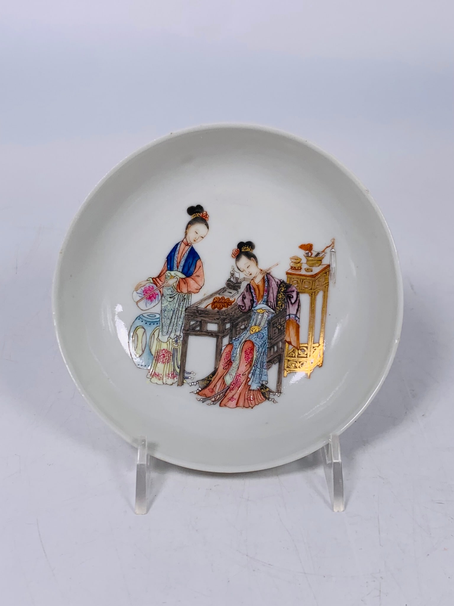 A Chinese Small Export Famille Rose 'Ladies' Dish, 18th Century (1 of 15)