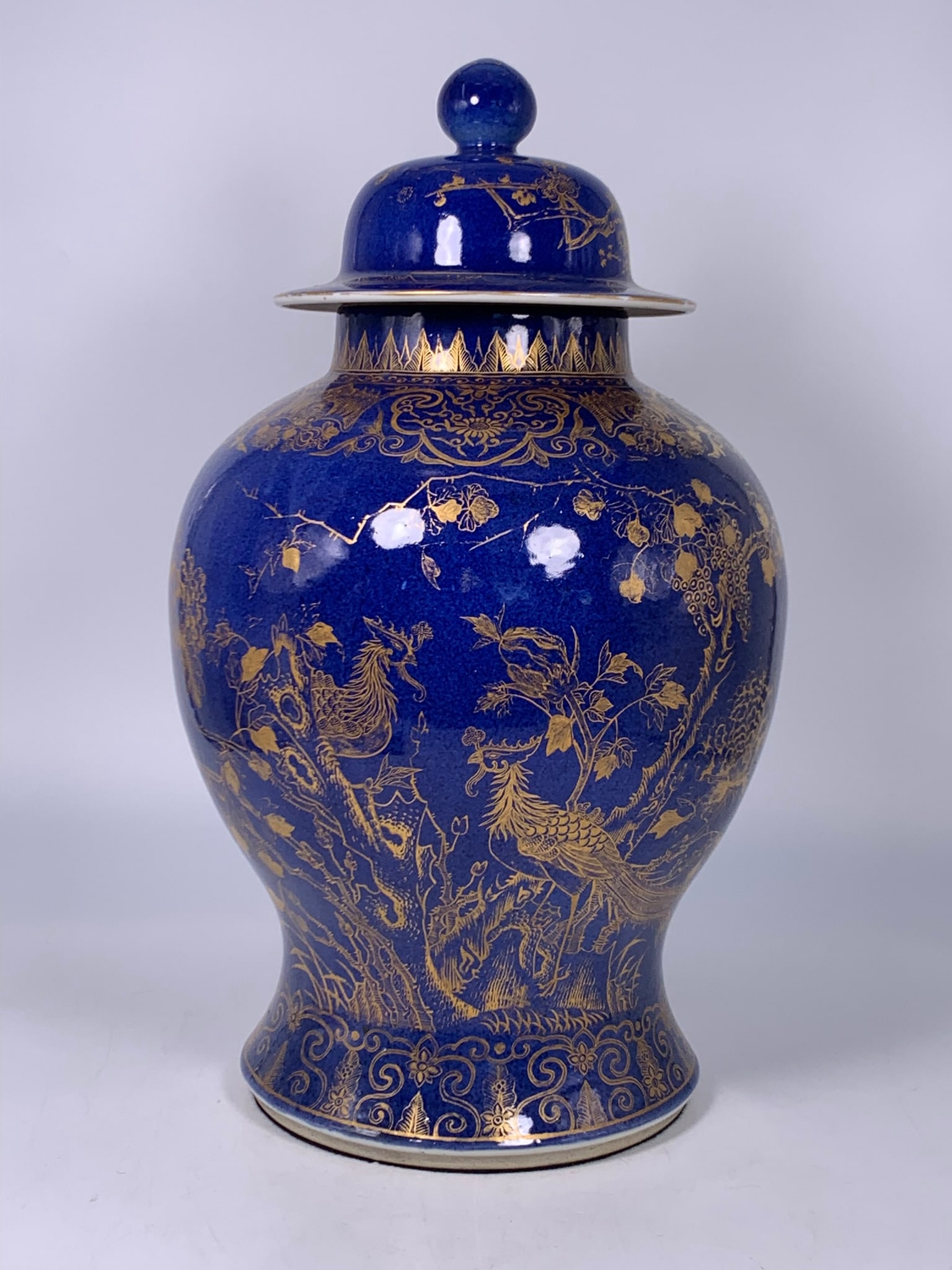 Doyle Provenance: A Chinese Gilt-Decorated Powder-Blue Ground Jar and Cover, Qing Dynasty (1 of 17)