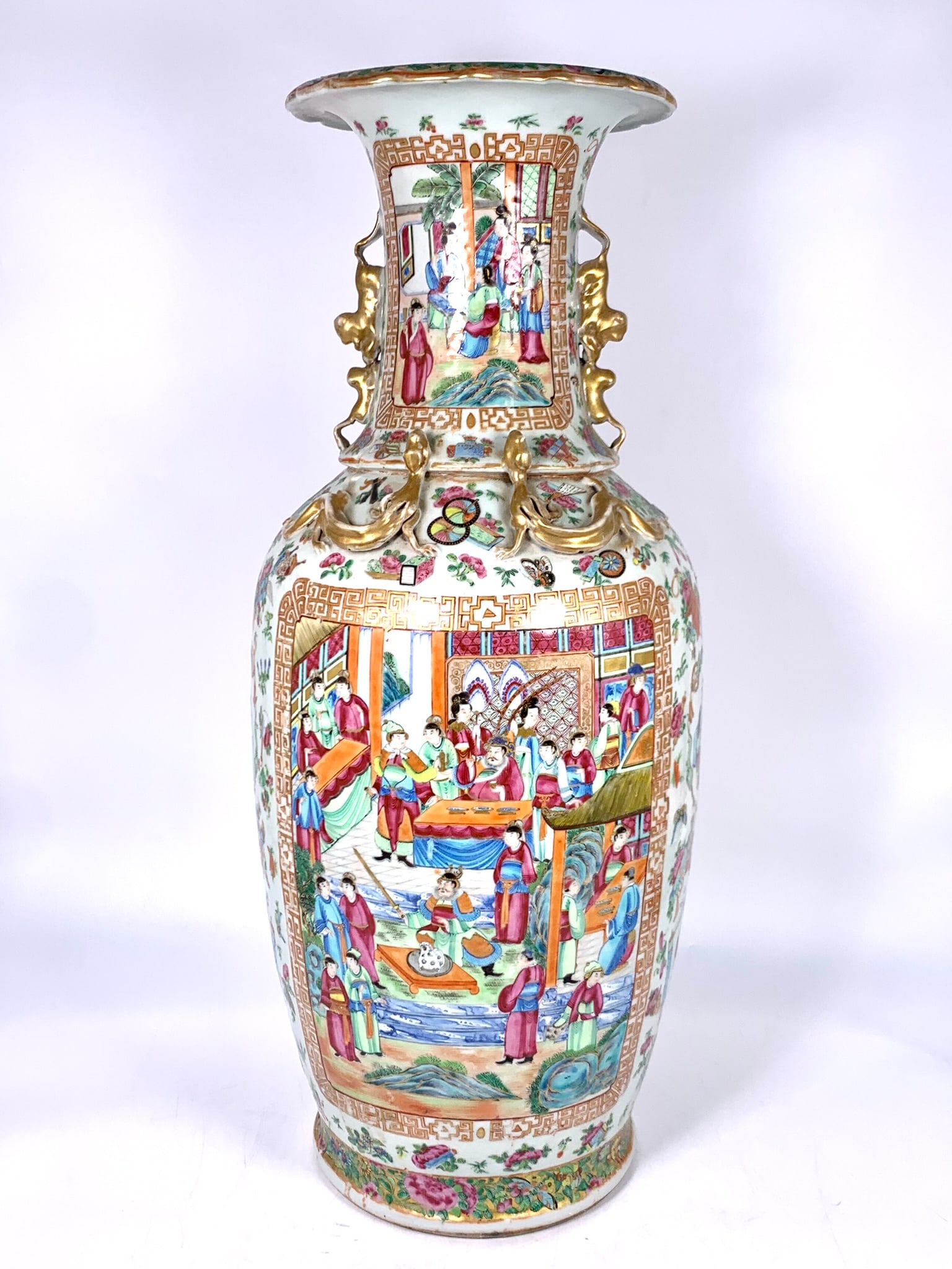 A Chinese Large Famille Rose Gilt-Decorated 'Medallion' 'Figural' Vase (1 of 14)