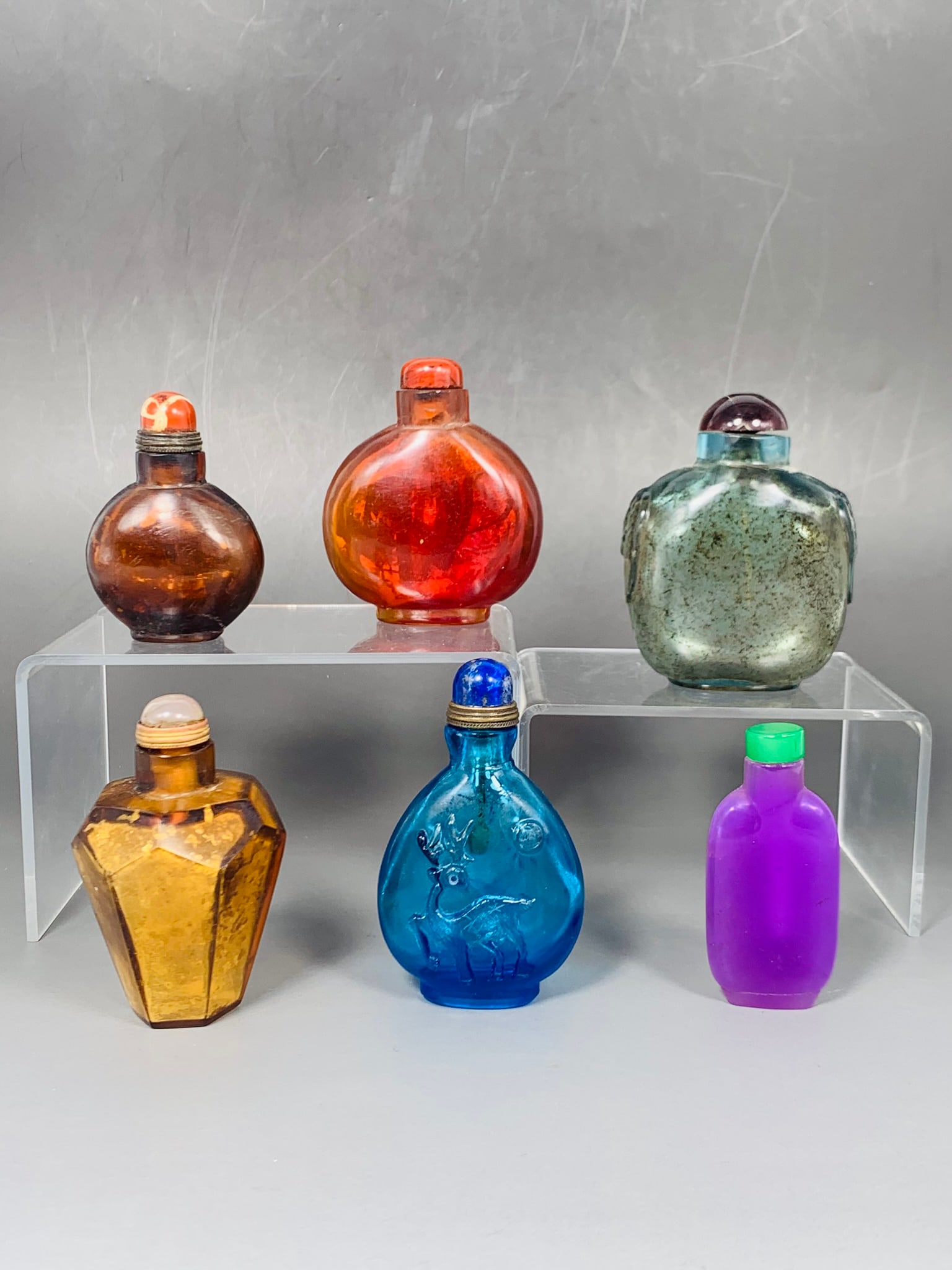 A Group of Six Chinese Glass Snuff Bottles (1 of 10)