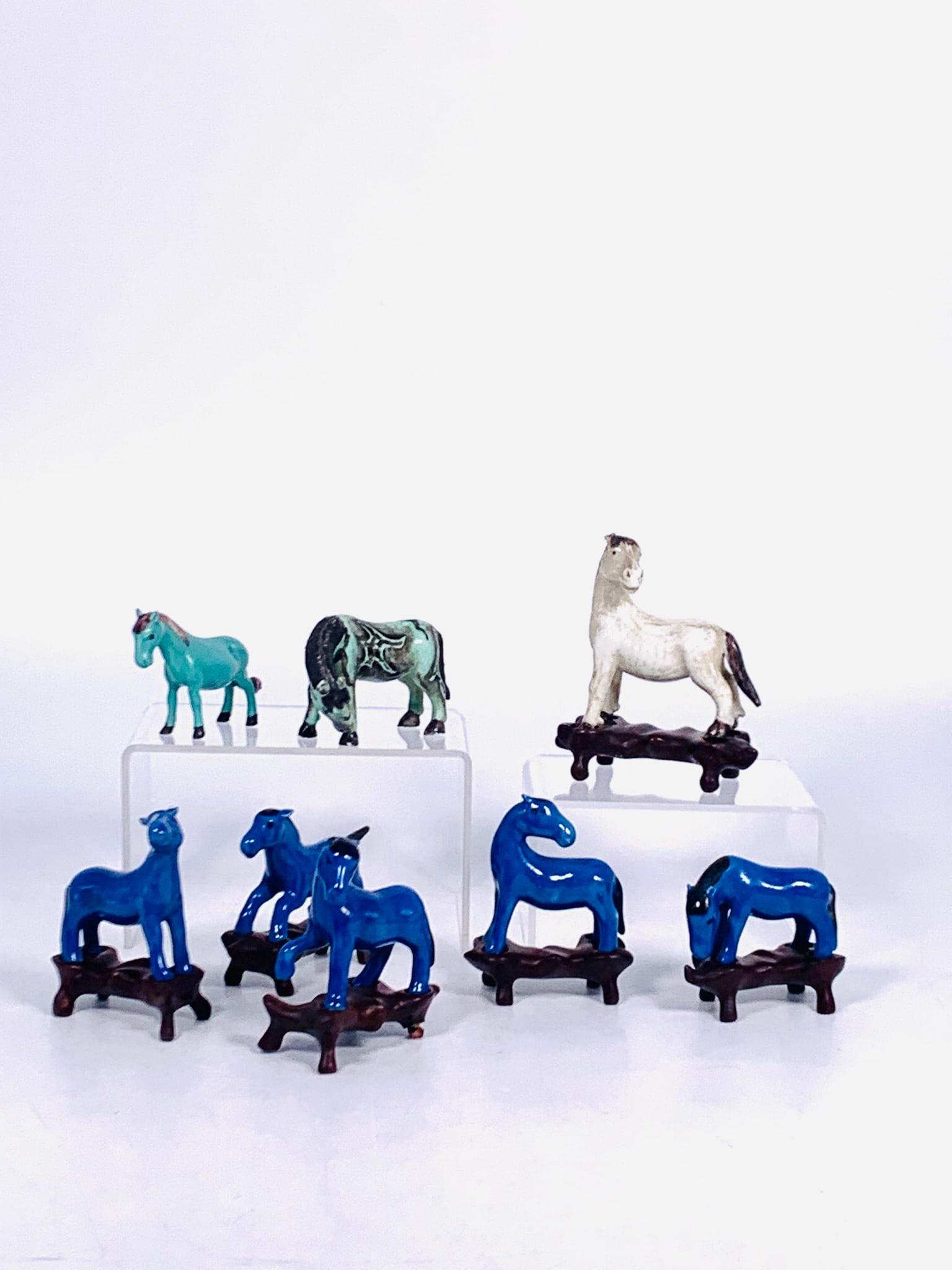 A Group of Eight Chinese Miniature Porcelain Figures of Horses (1 of 9)
