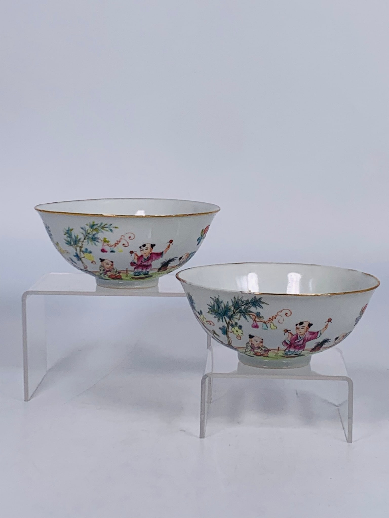 A Pair of Chinese Famille Rose 'Boys' Bowls (1 of 18)