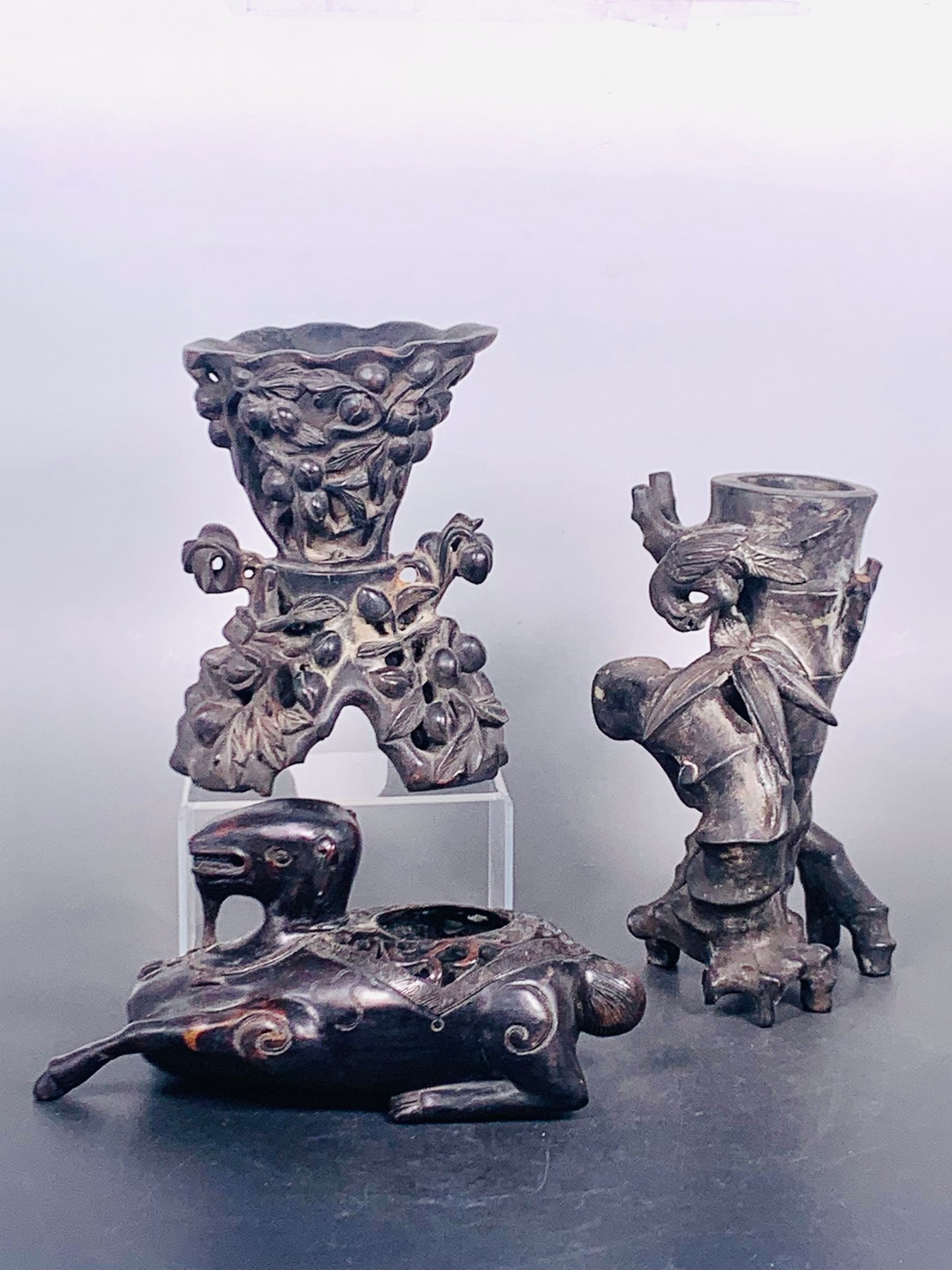 A Group of Three Chinese Carved Wood Objects (1 of 20)