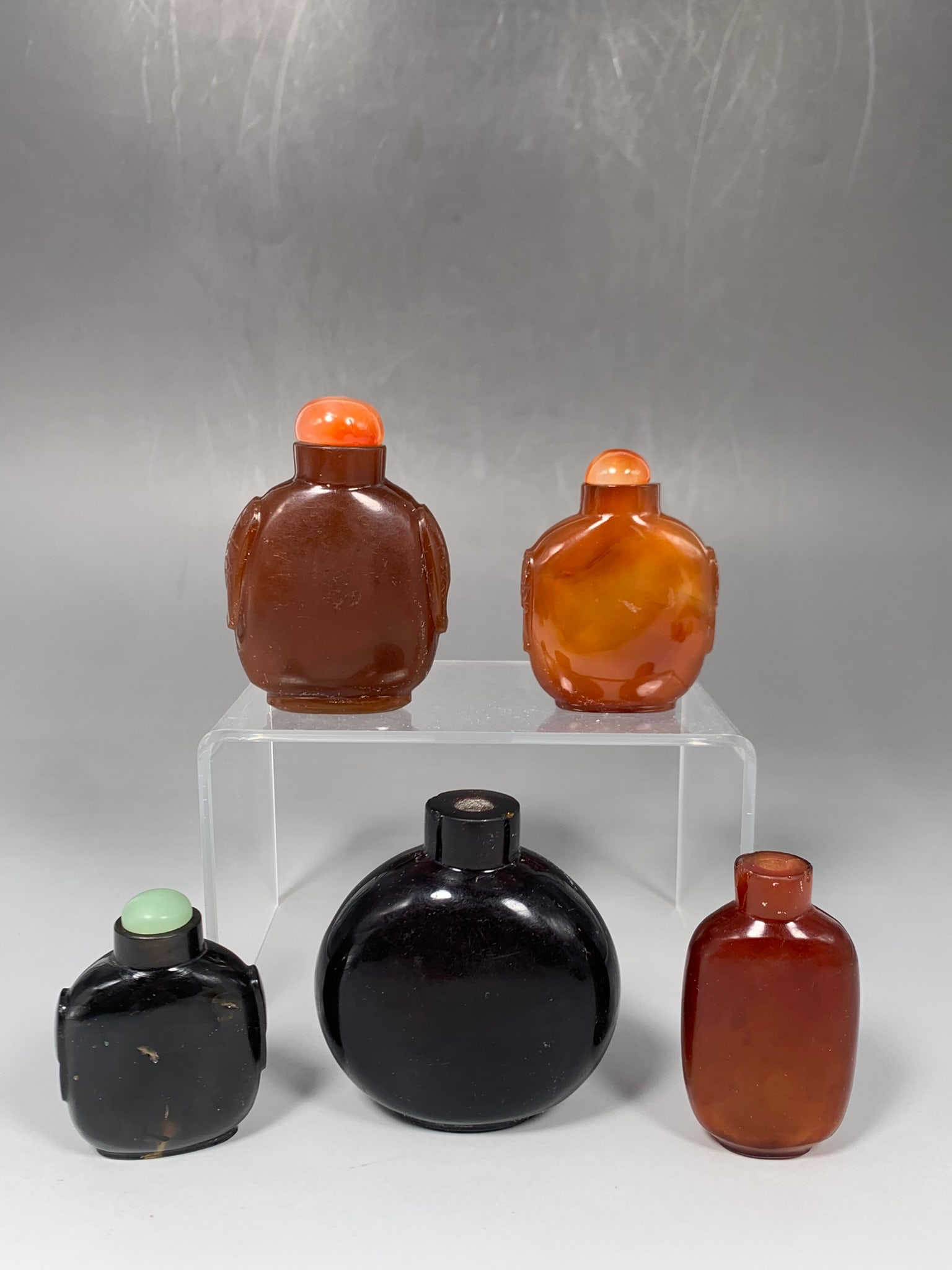 A Group of Five Chinese Glass Snuff Bottles (1 of 10)