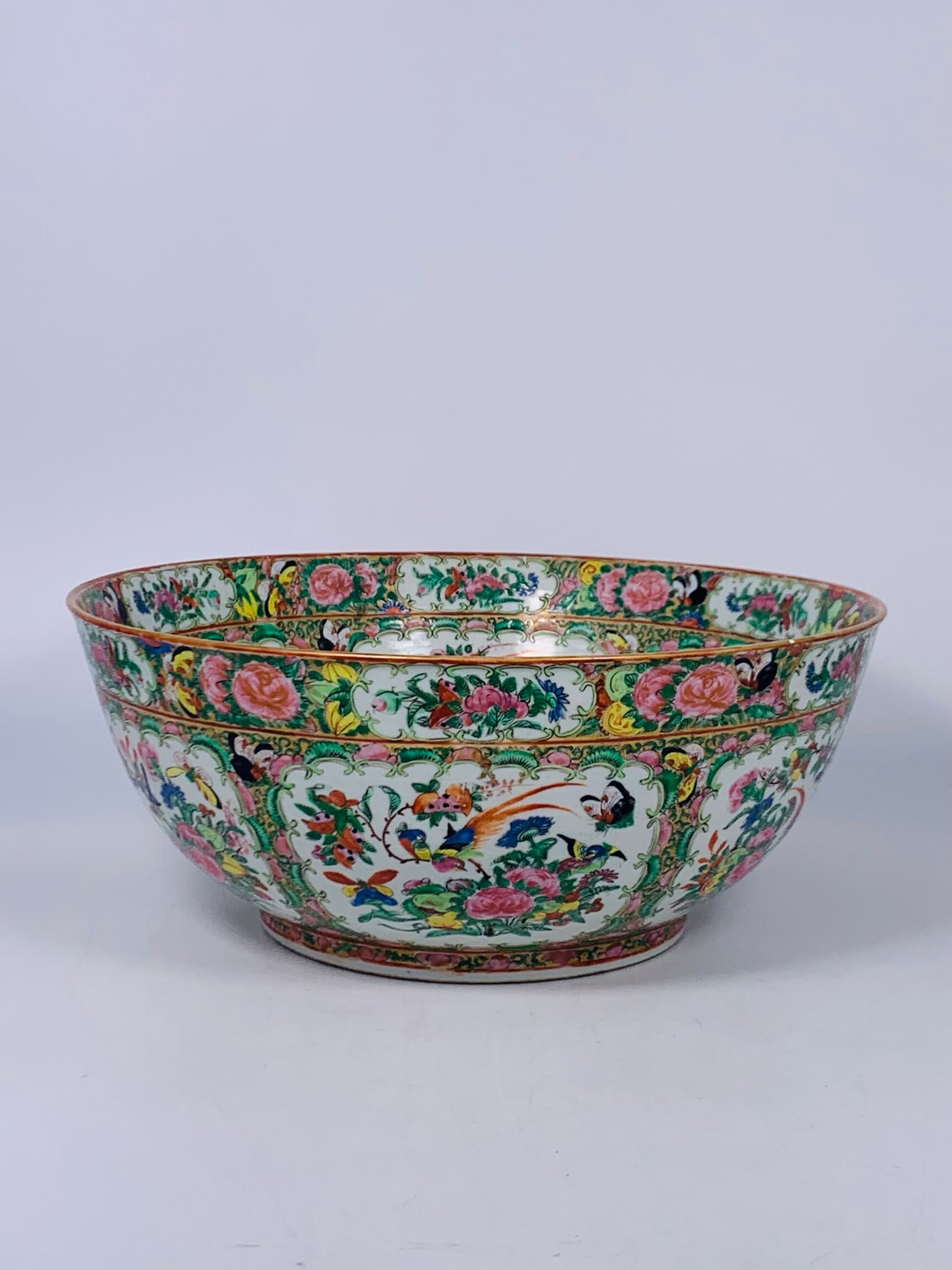A Large Chinese Famille Rose Gilt-Decorated Punch Bowl (1 of 11)