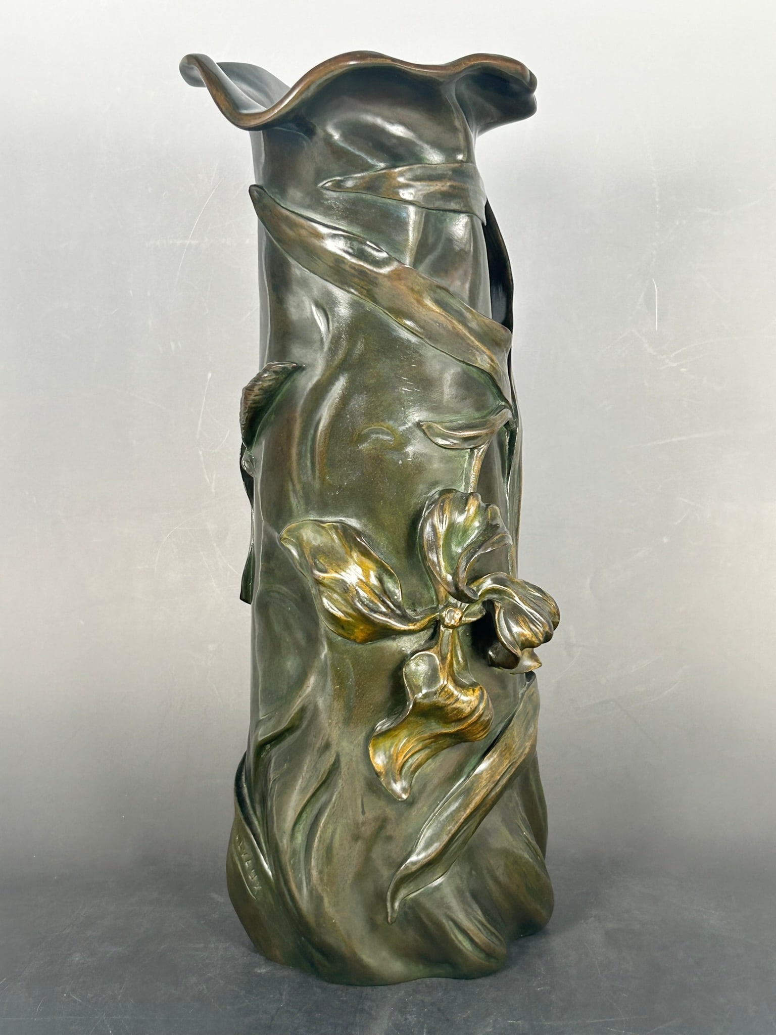 A French Painted Bronze Art Nouveau Pitcher, Signature J.Malvaux (1 of 13)