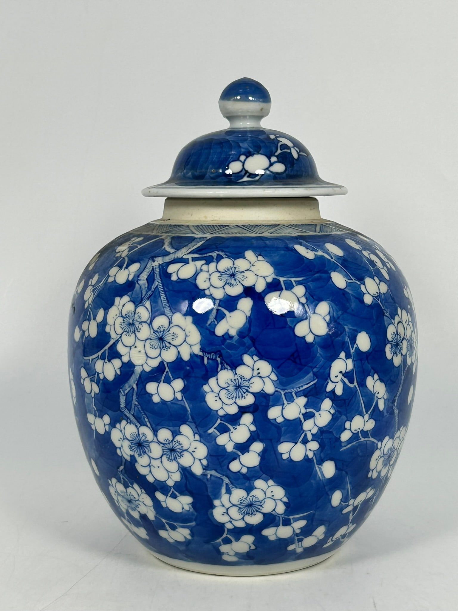A Chinese Blue and White 'Blossoming Plum Branches' Jar and Cover (1 of 11)