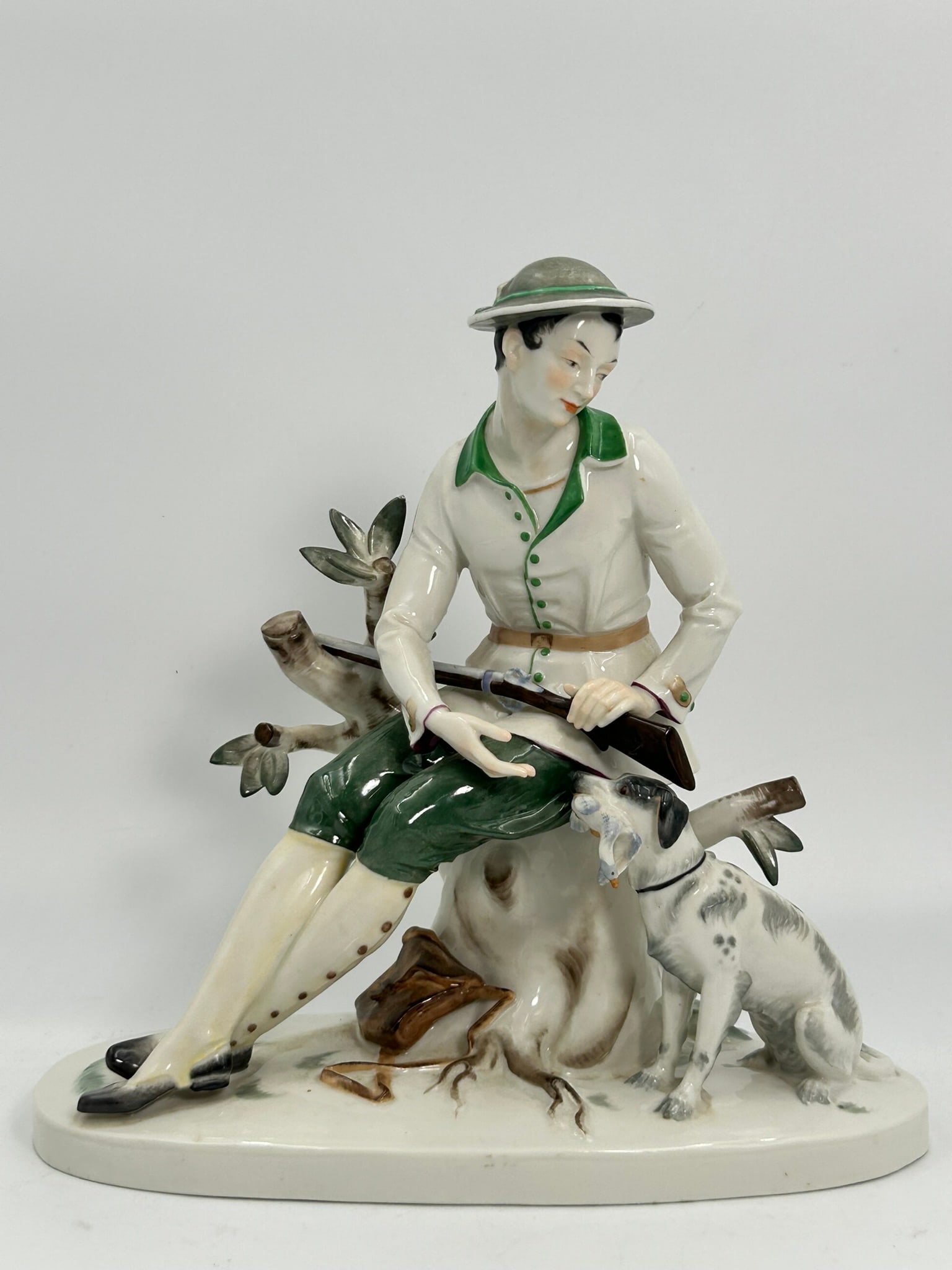 A Porcelain Figure of Hunter with Dog, Schwarzburger Werkstaetten Mark (1 of 12)