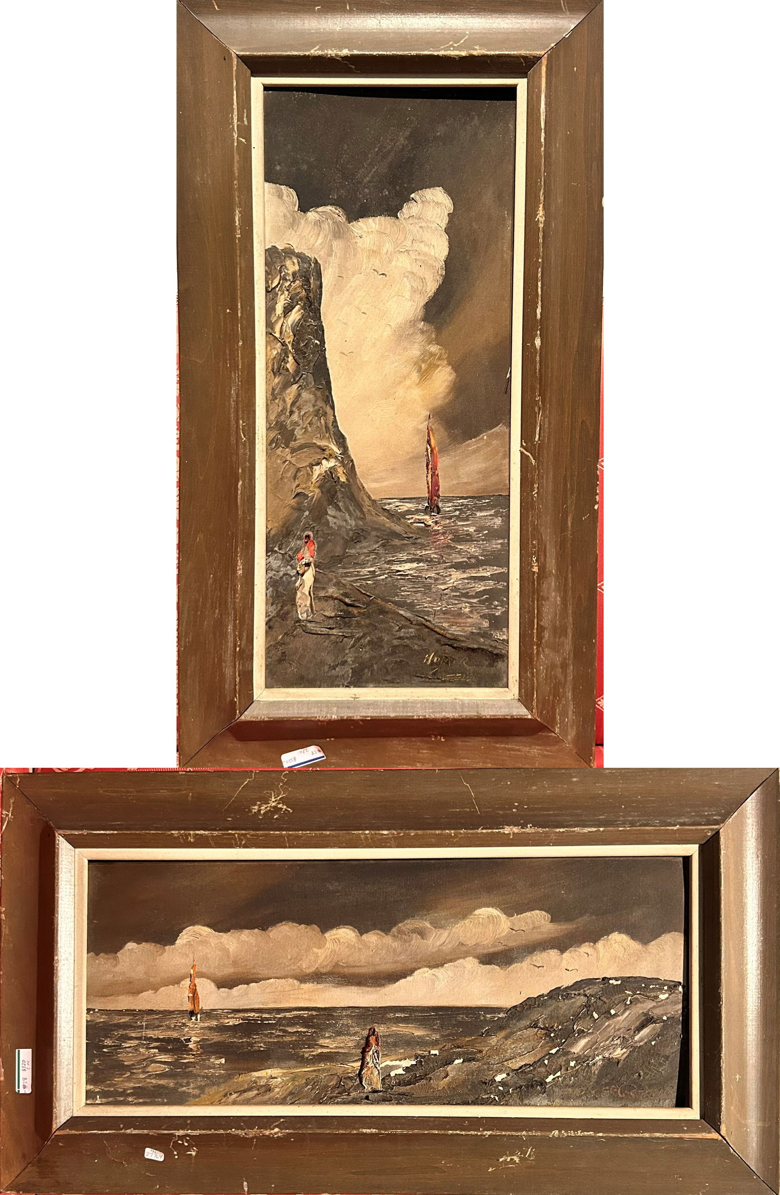 Two Paintings of Coastal Scene, Signature Homer Costello (1 of 13)