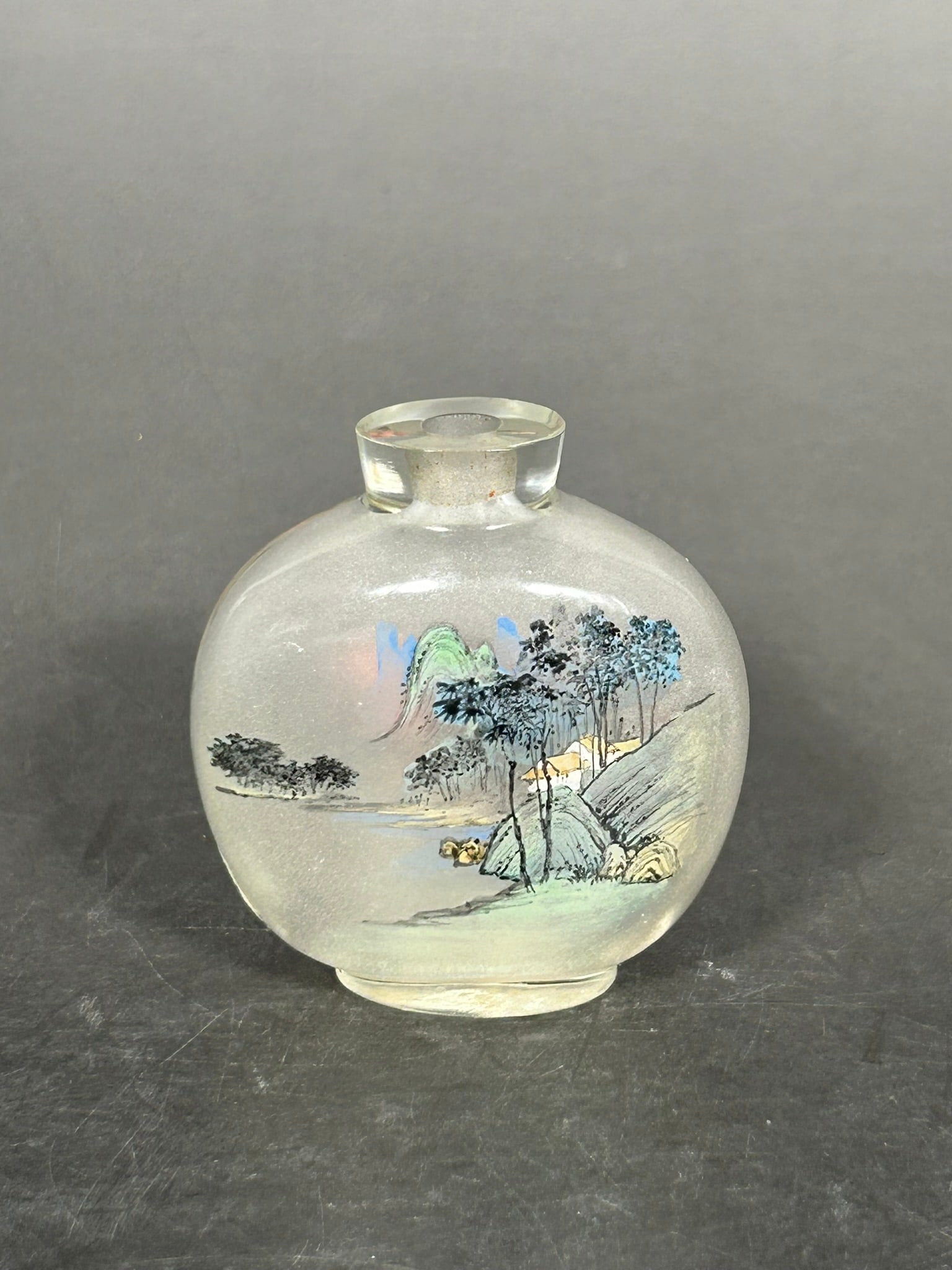 A Chinese Inside-Painted Glass 'Landscape' Snuff Bottle (1 of 9)
