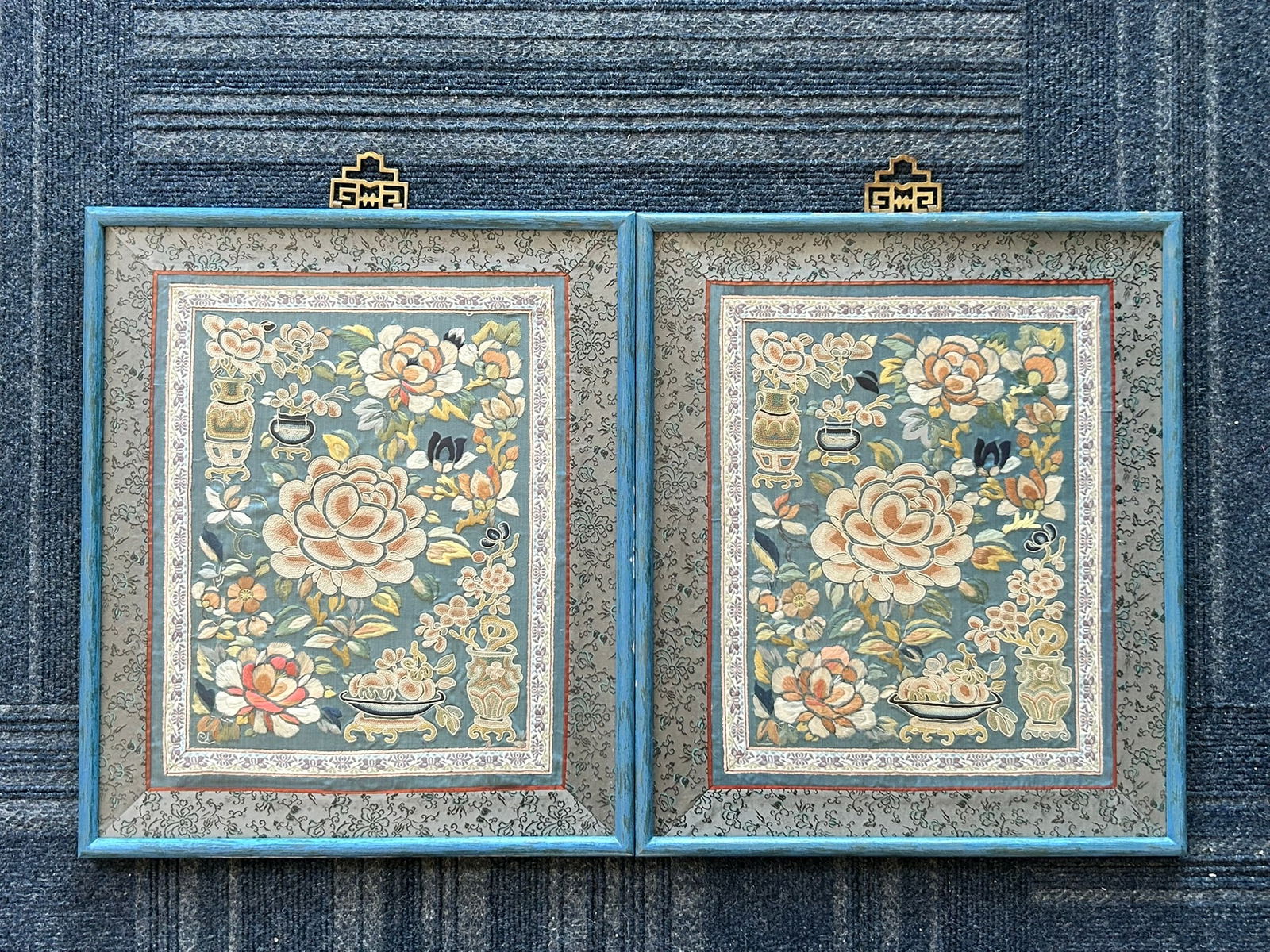 A Pair of Chinese Embroidered Silk Rectangular Panels (1 of 12)