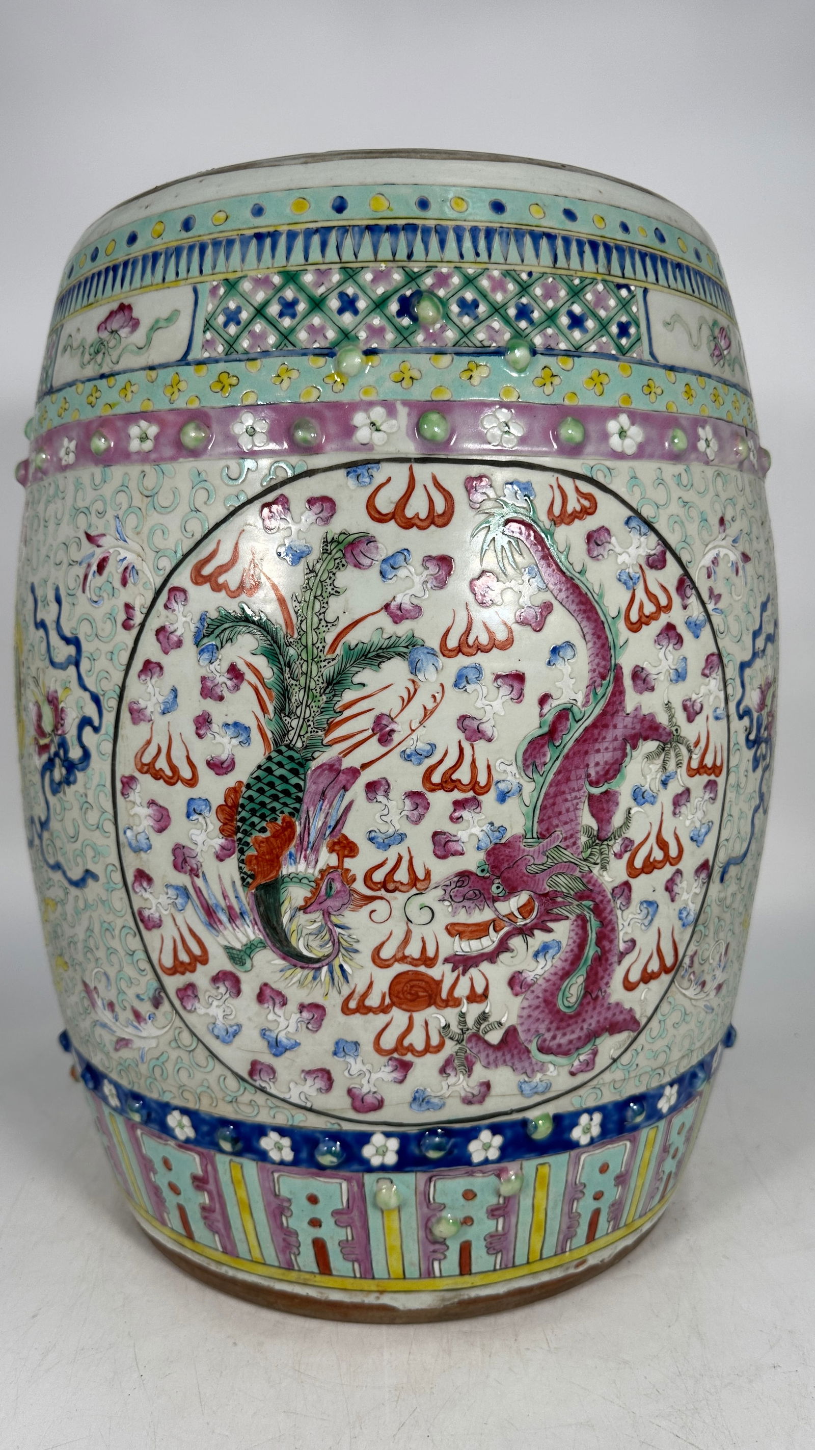 A Chinese Famille Rose 'Dragon' Garden Stool (1 of 7)