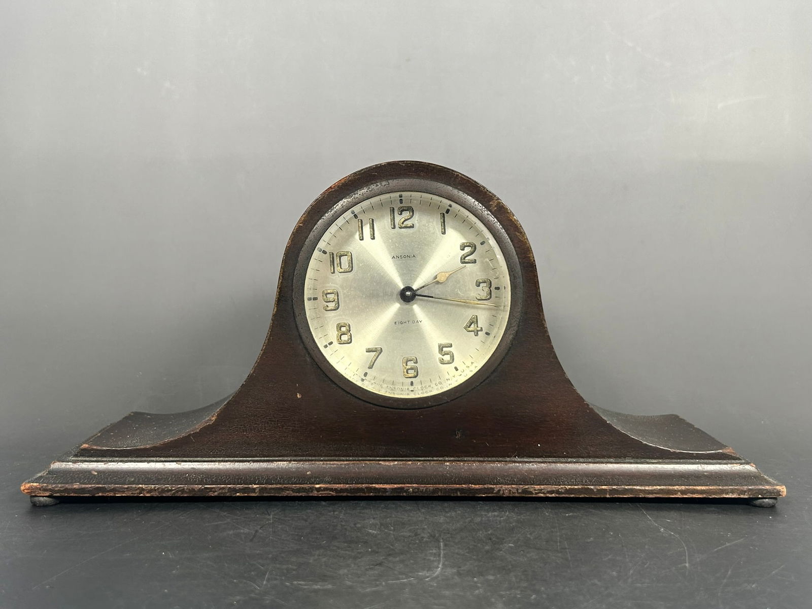 An Antique Ansonia Mantel Clock: 5.1/2 in. high, 11.1/4 in. wide.