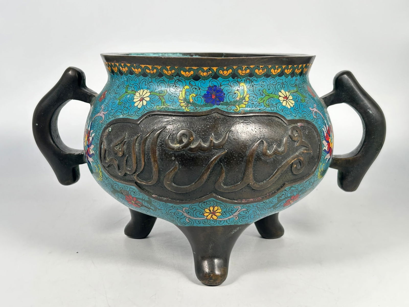 A Chinese Cloisonne Enamel Double-Handled Tripod Censer (1 of 13)