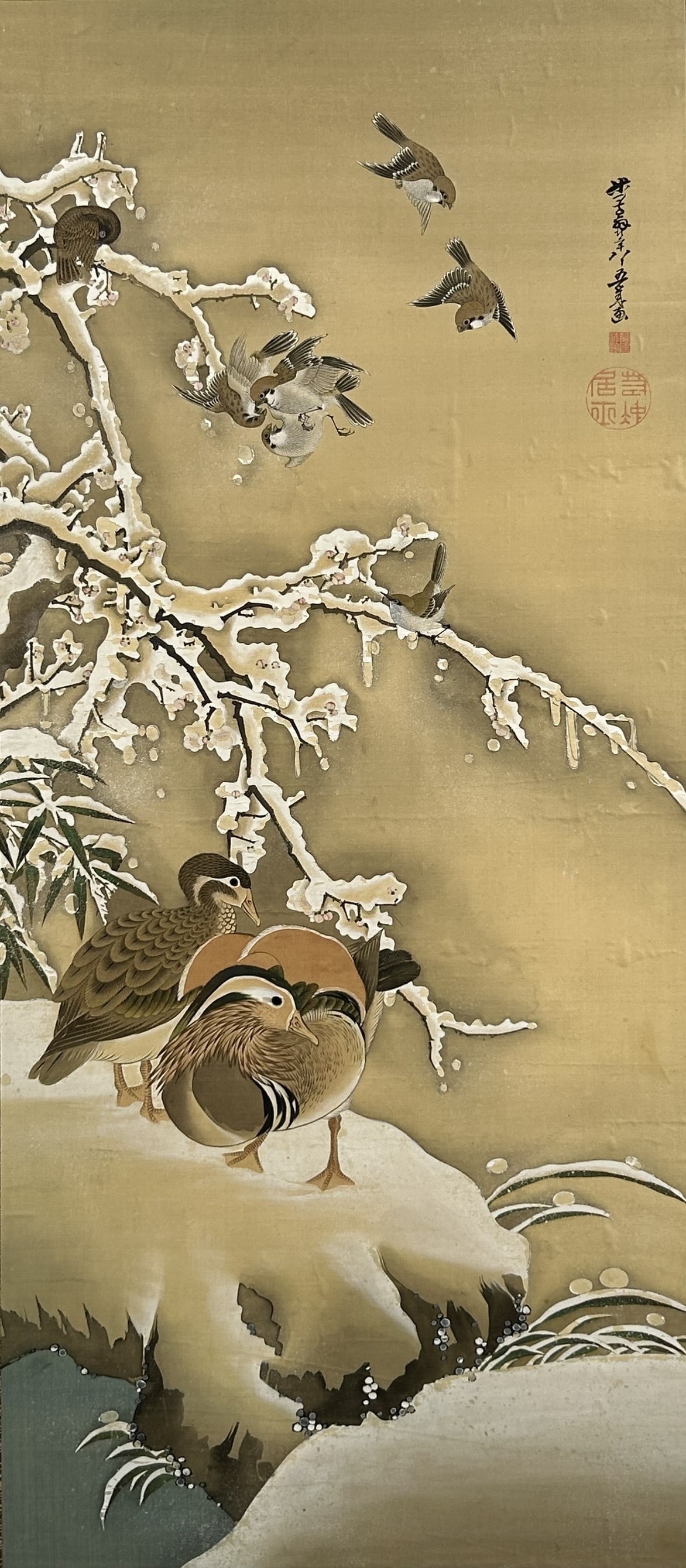 A Japanese Painting of Birds on Tree after Snow (1 of 6)