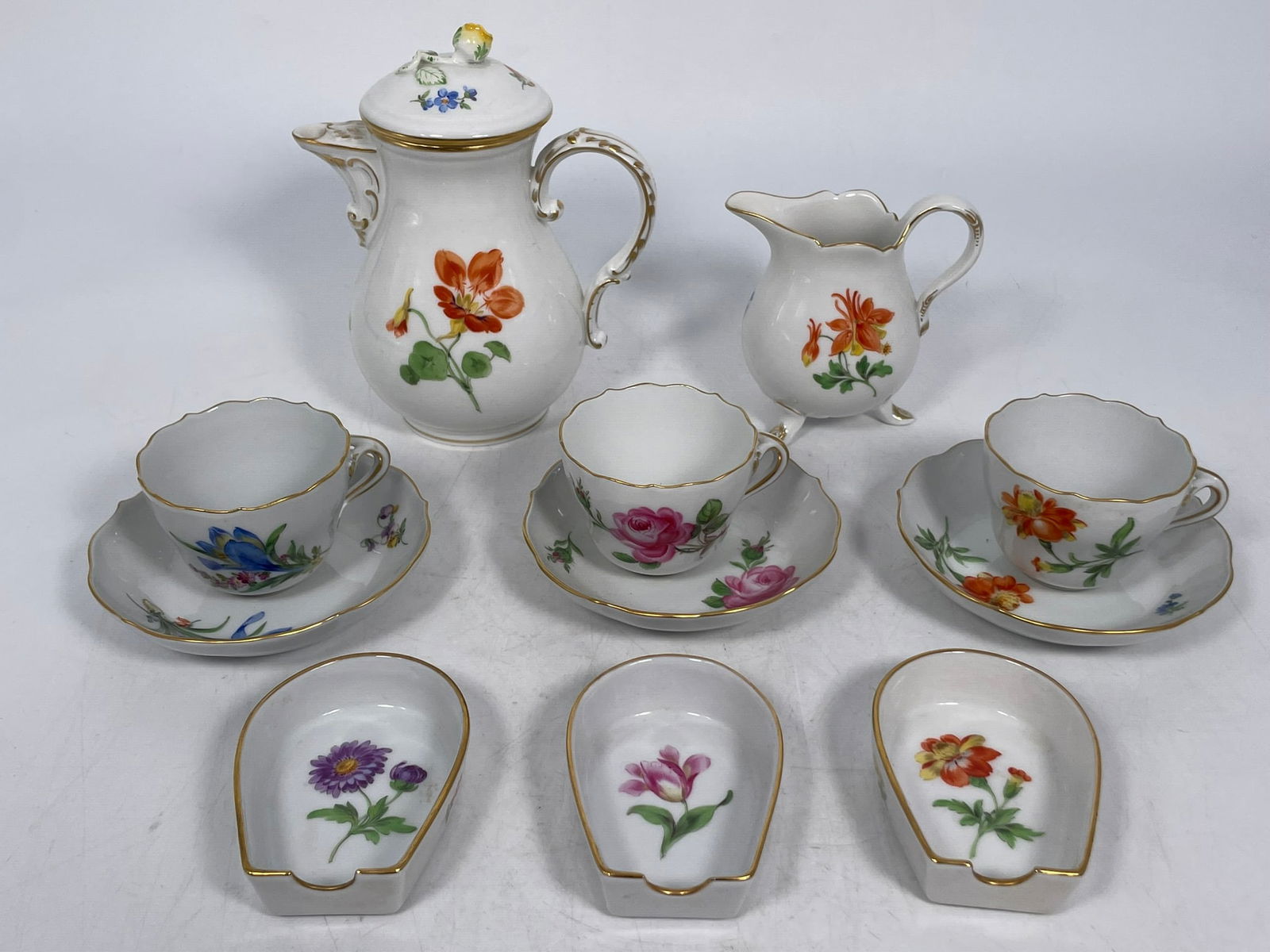 A Group of Eleven Meissen Coffee Service (Part) (1 of 19)