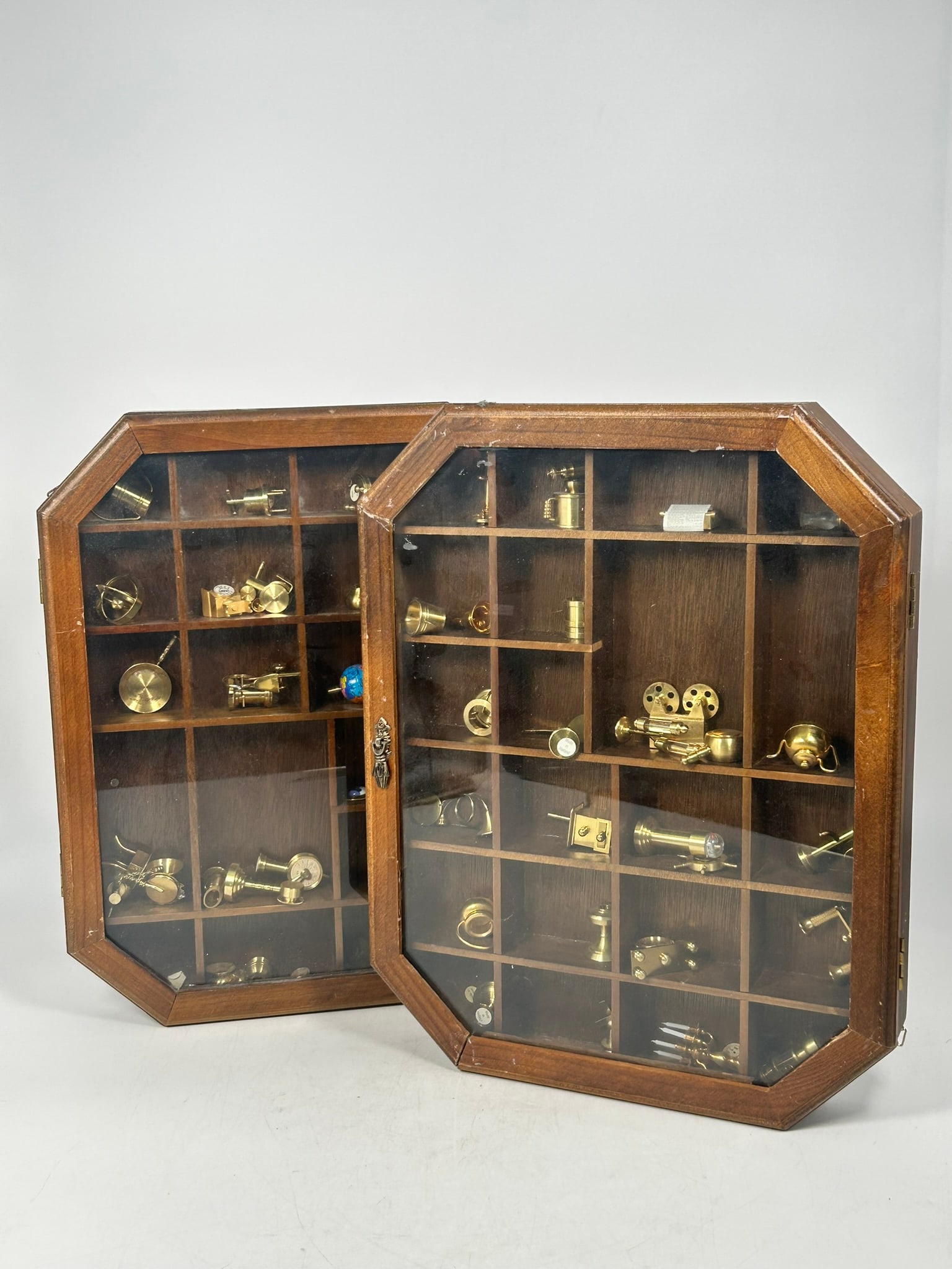 A Pair of Octagonal Wooden Curio Shadow Boxes (1 of 13)