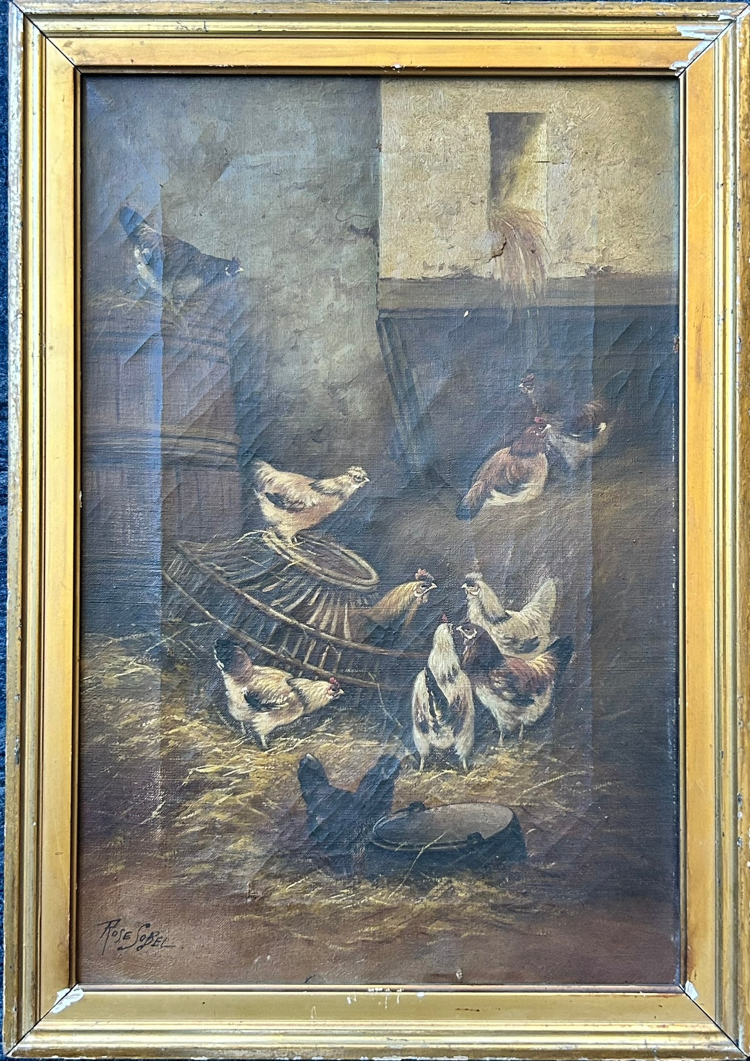 A Painting of Roosters in a Barn, after Rose Sobel (1 of 7)