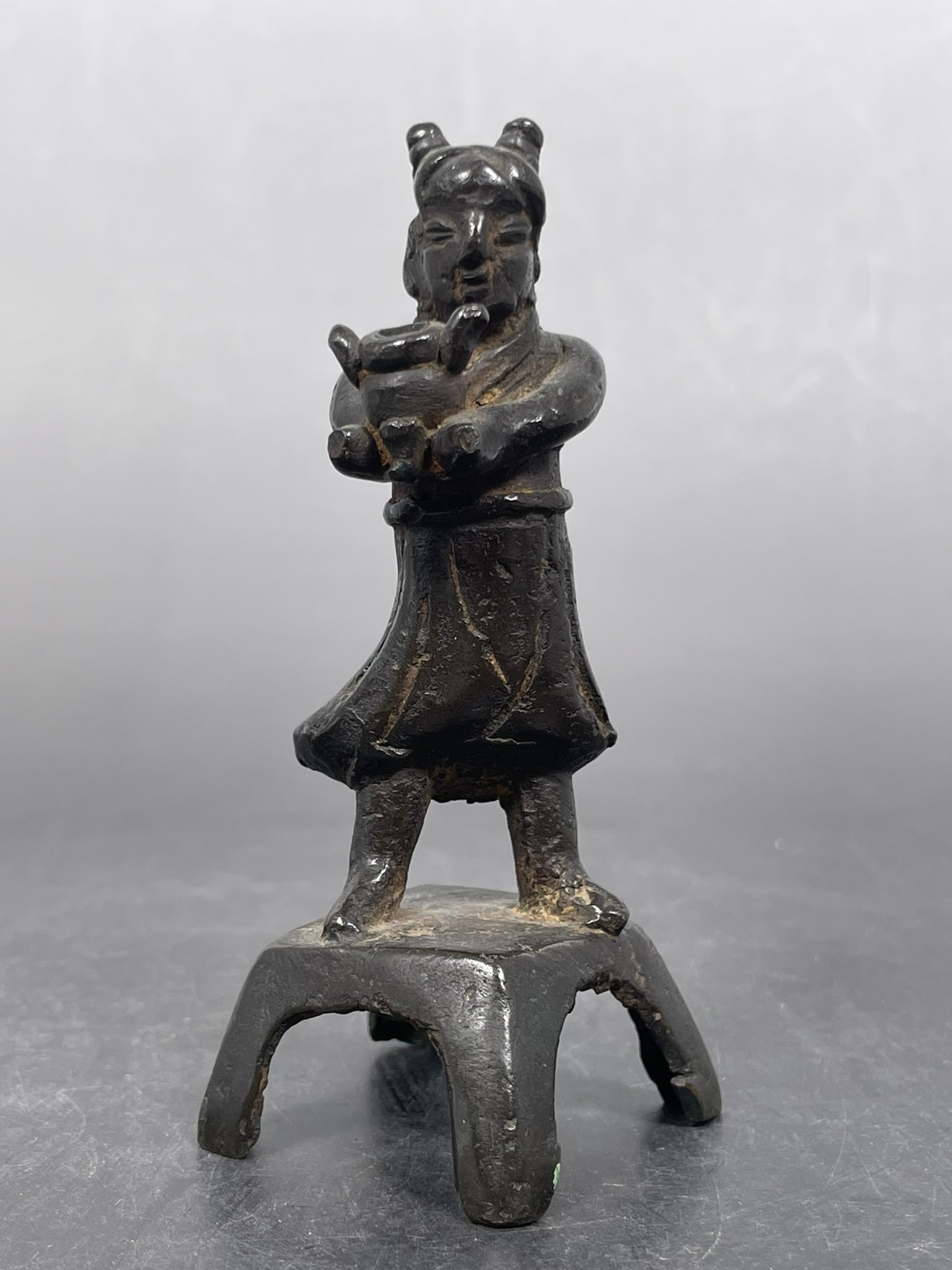 A Chinese Small Bronze Figure of a Attendant (1 of 13)