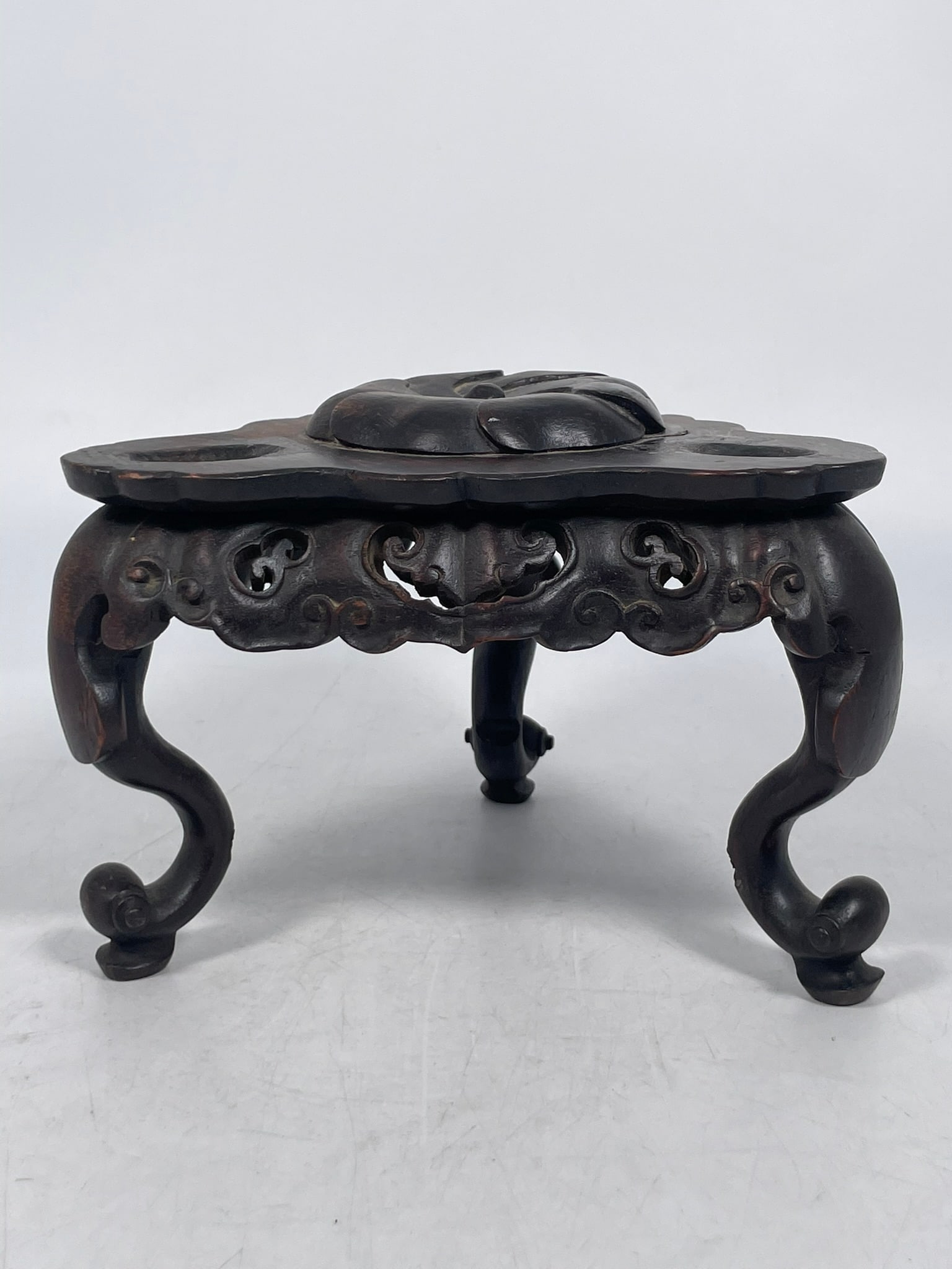 A Chinese Carved Wood Stand for Tripod Censer (1 of 6)