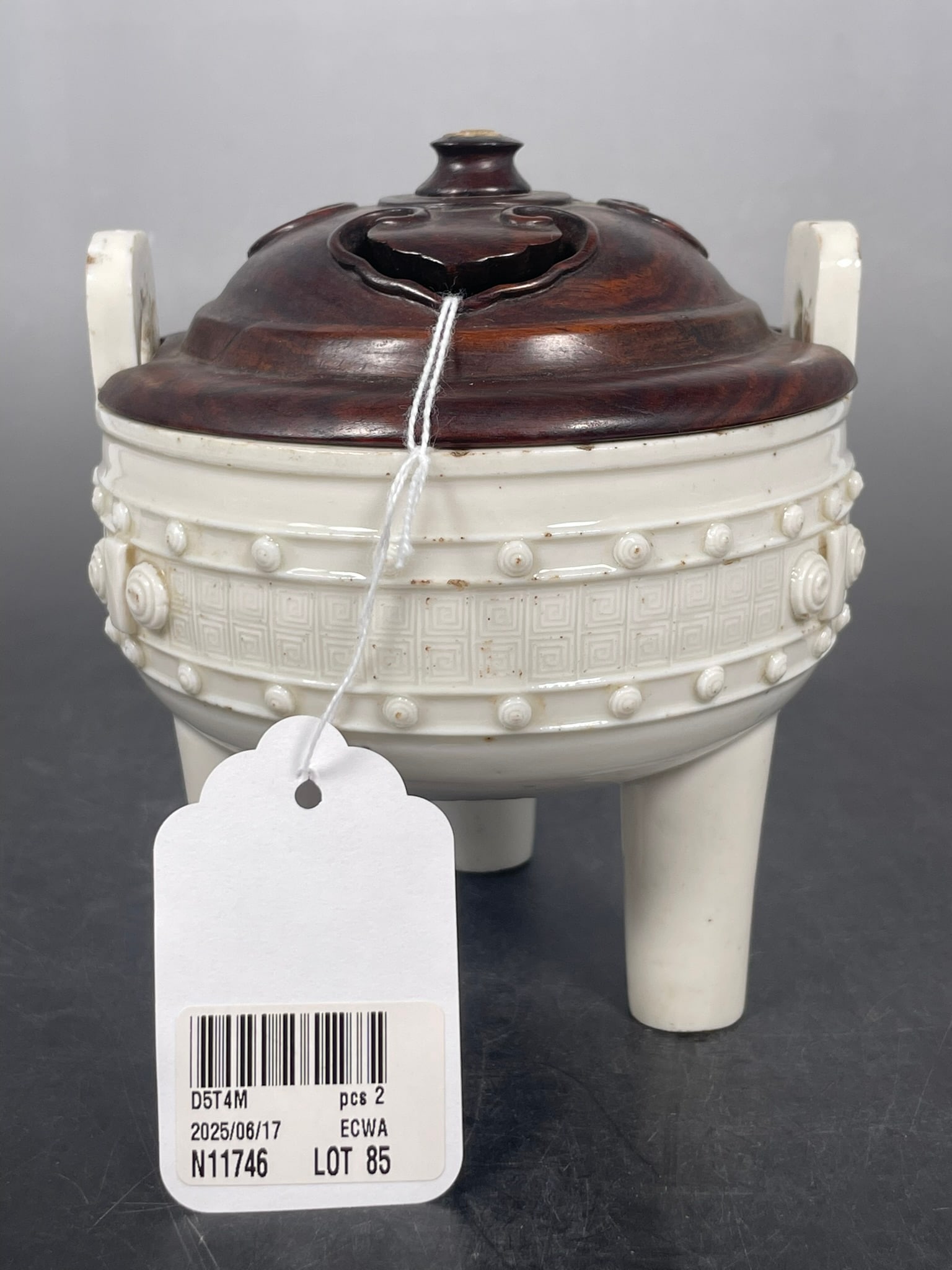 Sotheby's Provenance: An Archaistic 'Dehua' Tripod Censer, 17th/18th Century (1 of 11)