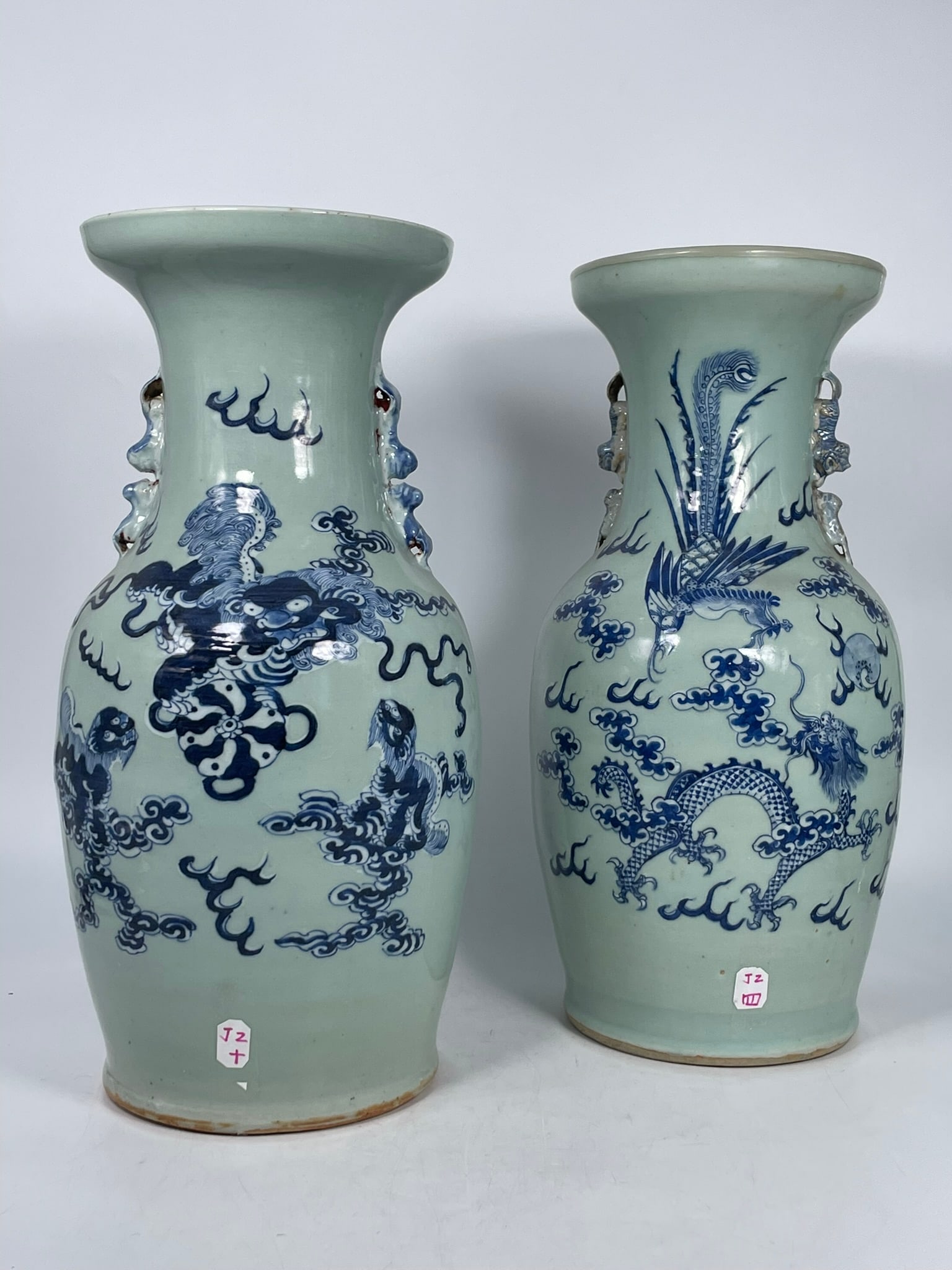 A Pair of Chinese Celadon-Glazed 'Dragon' Vases (1 of 16)