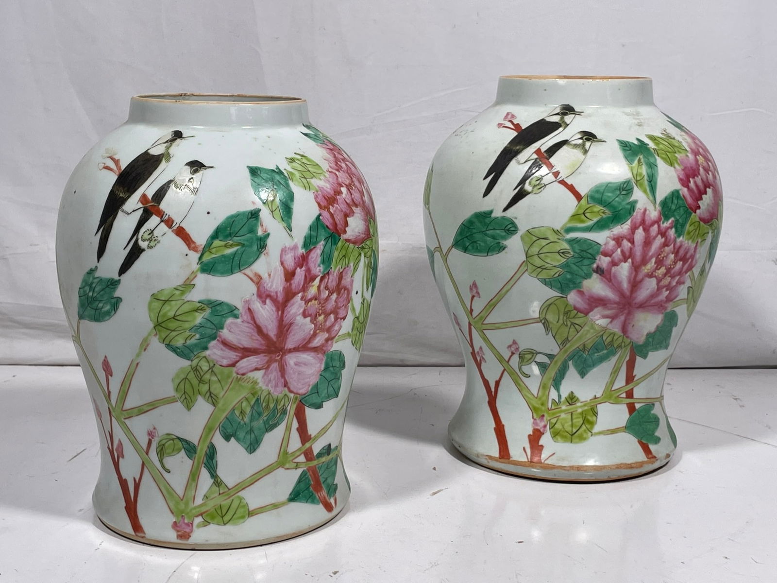 A Pair of Chinese Famille Rose 'Bird and Flower' Jars, Signatures Zhang Ziying (1 of 16)